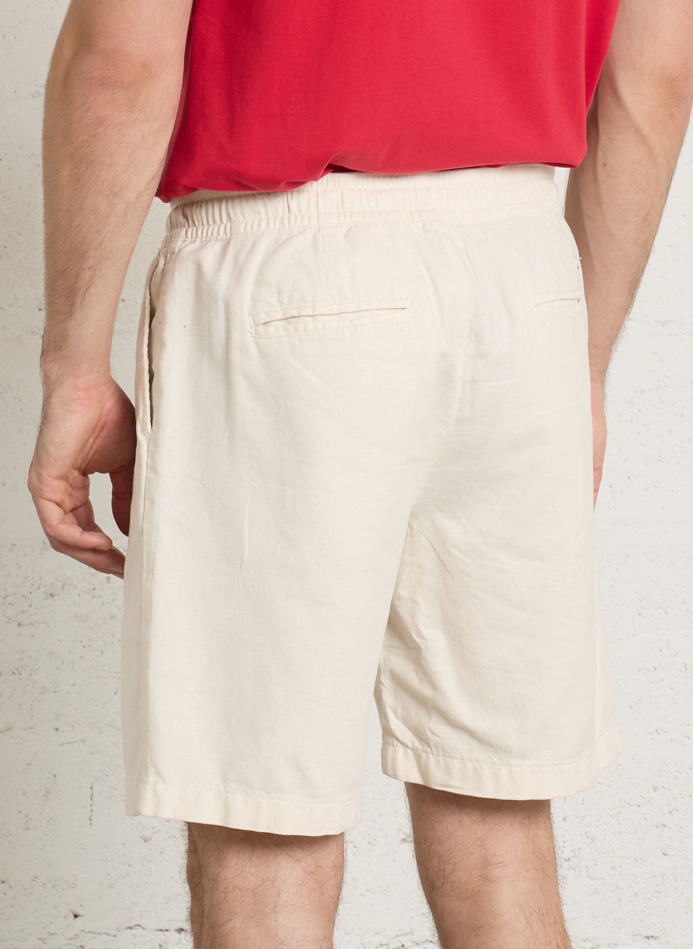 Cotton and linen straight shorts PEPE JEANS Beige