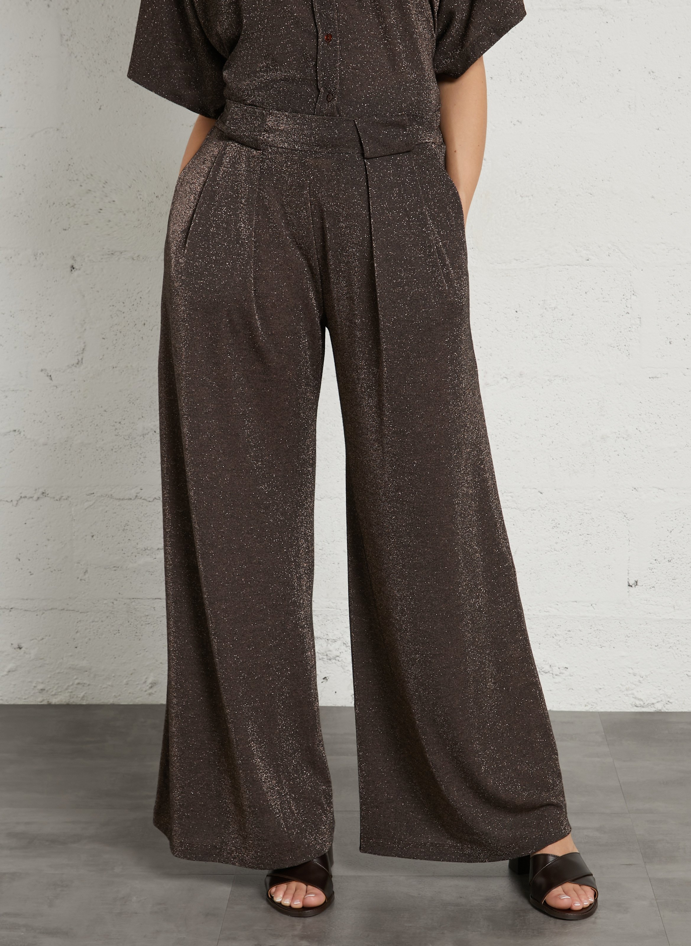 Pantalon large en maille  MOMONI Prune