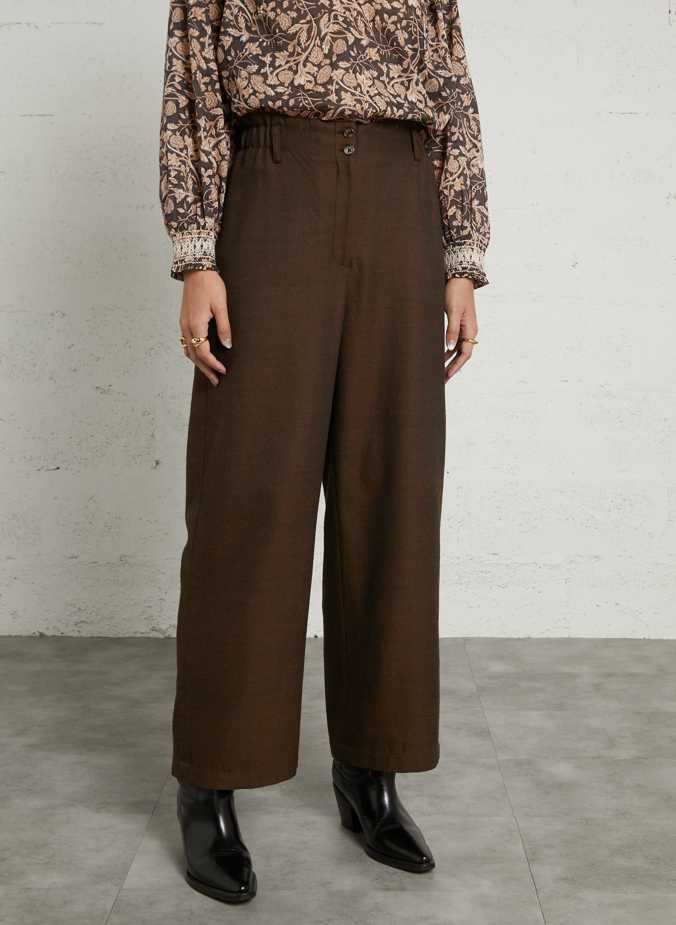 High-waisted wide-leg pants LOUISE MISHA Brown