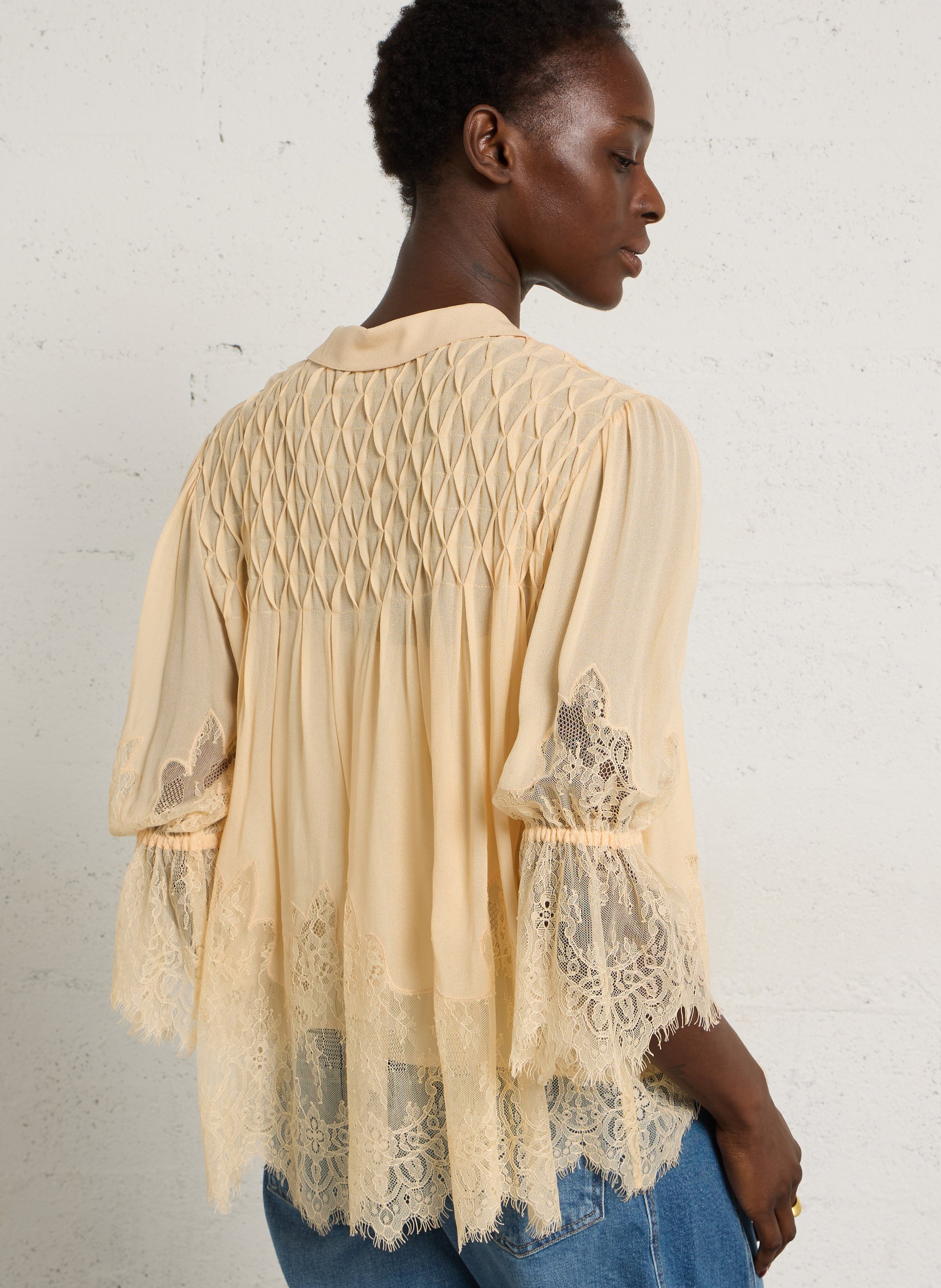 Blouse col v à revers BERENICE Orange
