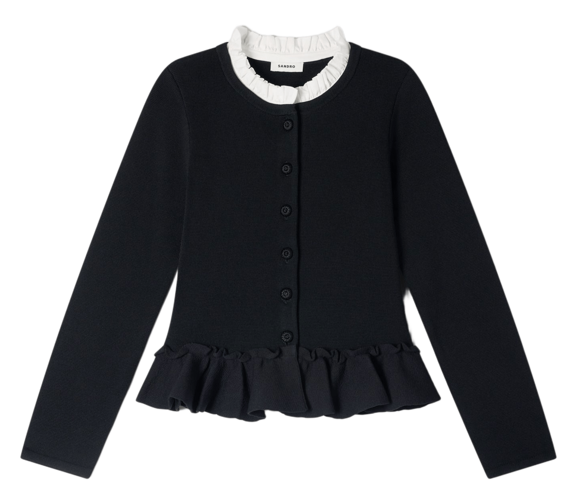 Fitted cardigan with Victorian collar SANDRO Black