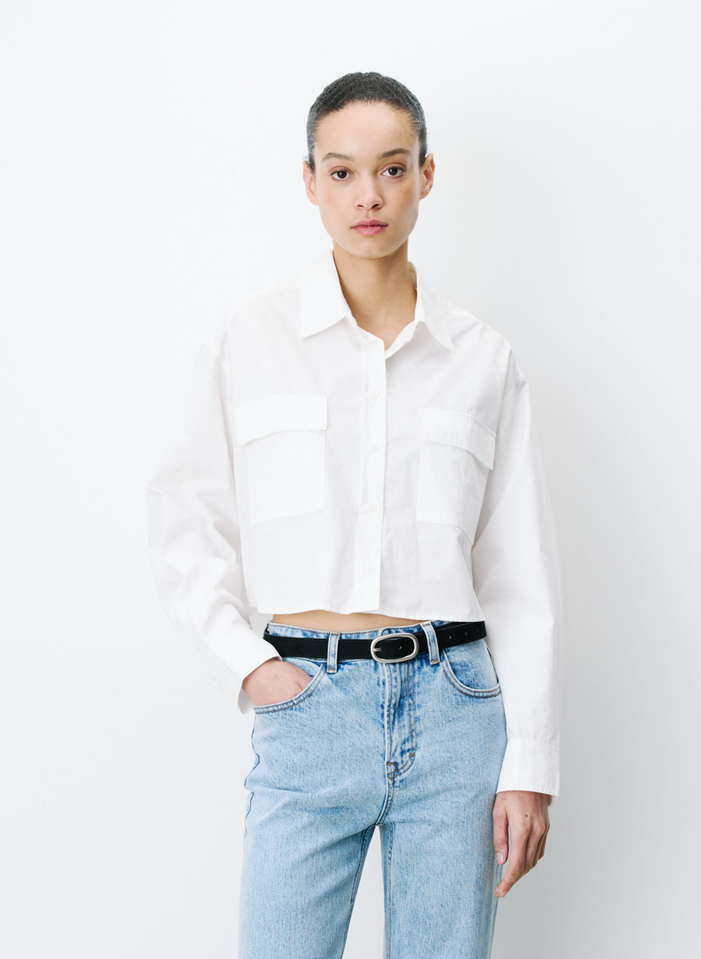 Chemise oversize col classique en coton GRACE ET MILA Blanc