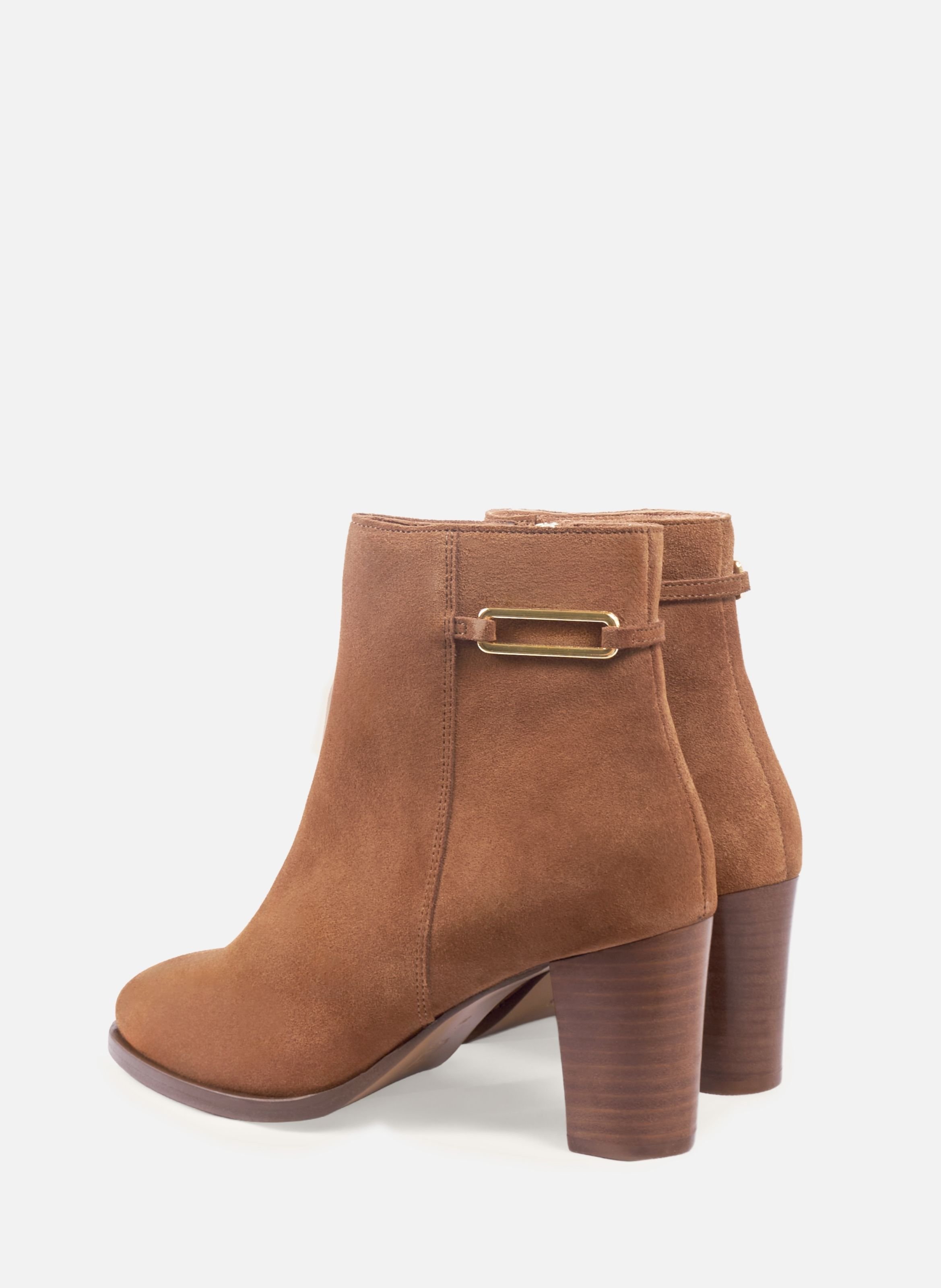Jewel heel Zélie leather suede ankle boots JULES & JENN Brown