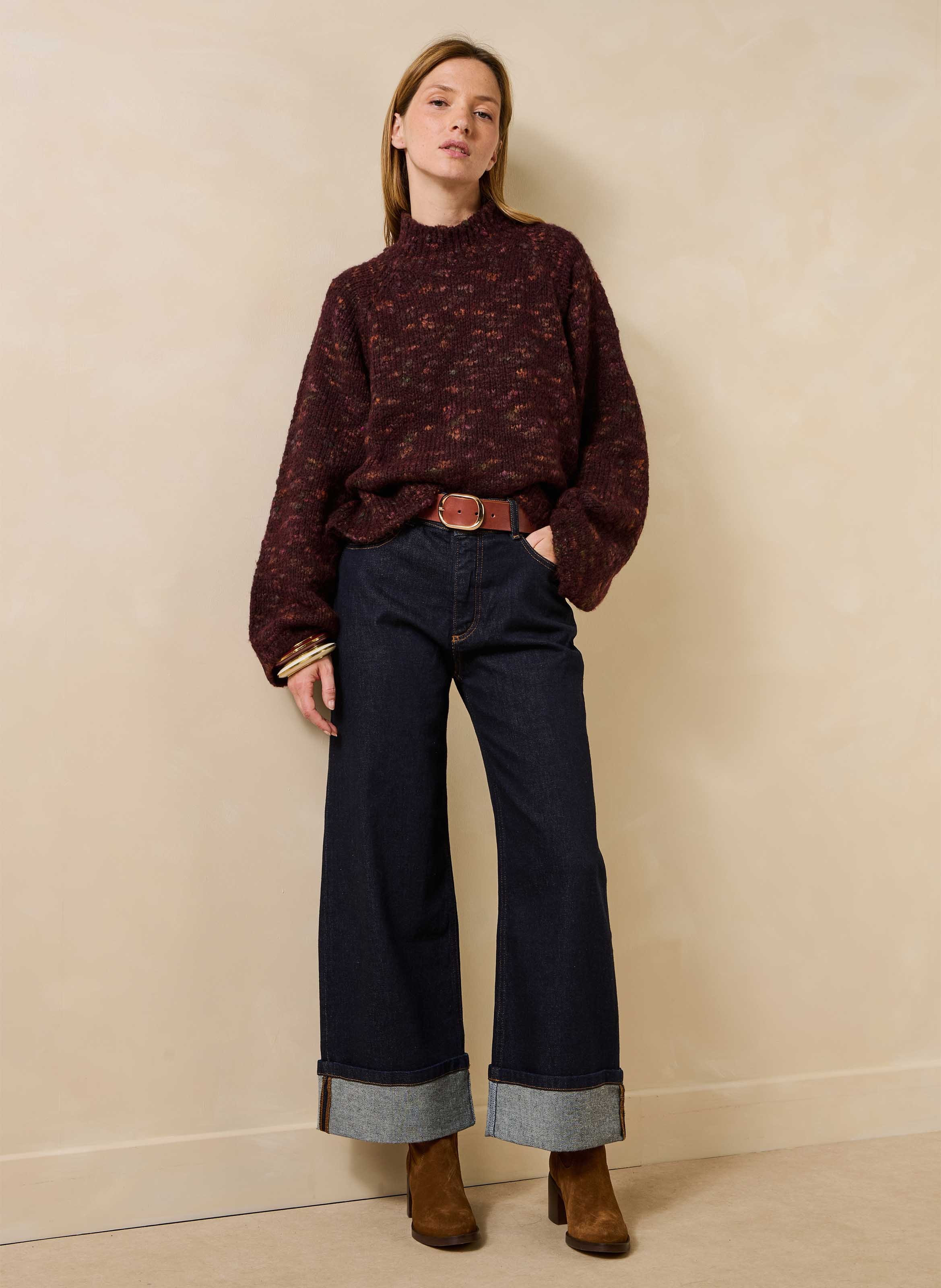 Oversize-Pullover mit Stehkragen aus Strickware LA FEE MARABOUTEE Rot