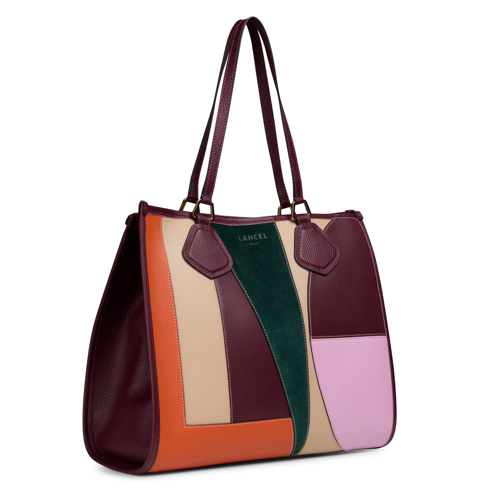 Leather tote bag LANCEL Green