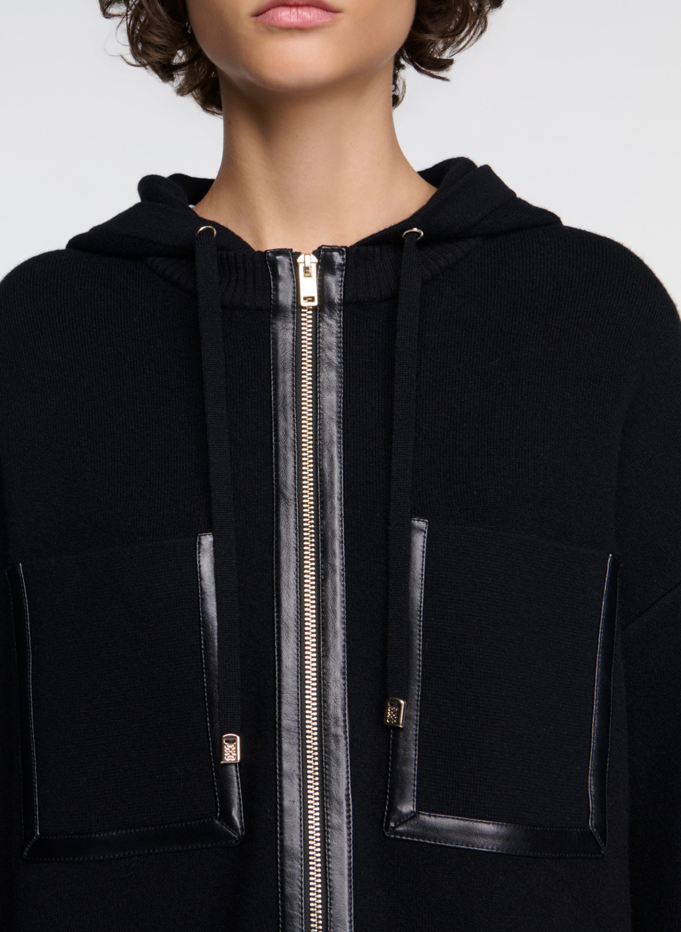 Sweat ample à capuche en laine mélangée SANDRO Noir