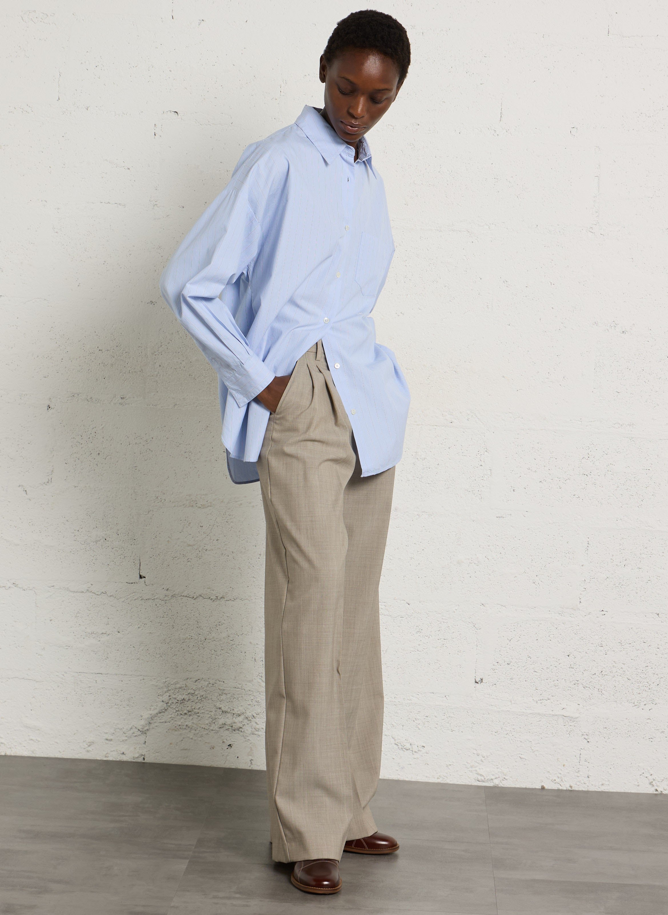 Chemise rayée en popeline de coton BELLEROSE Bleu
