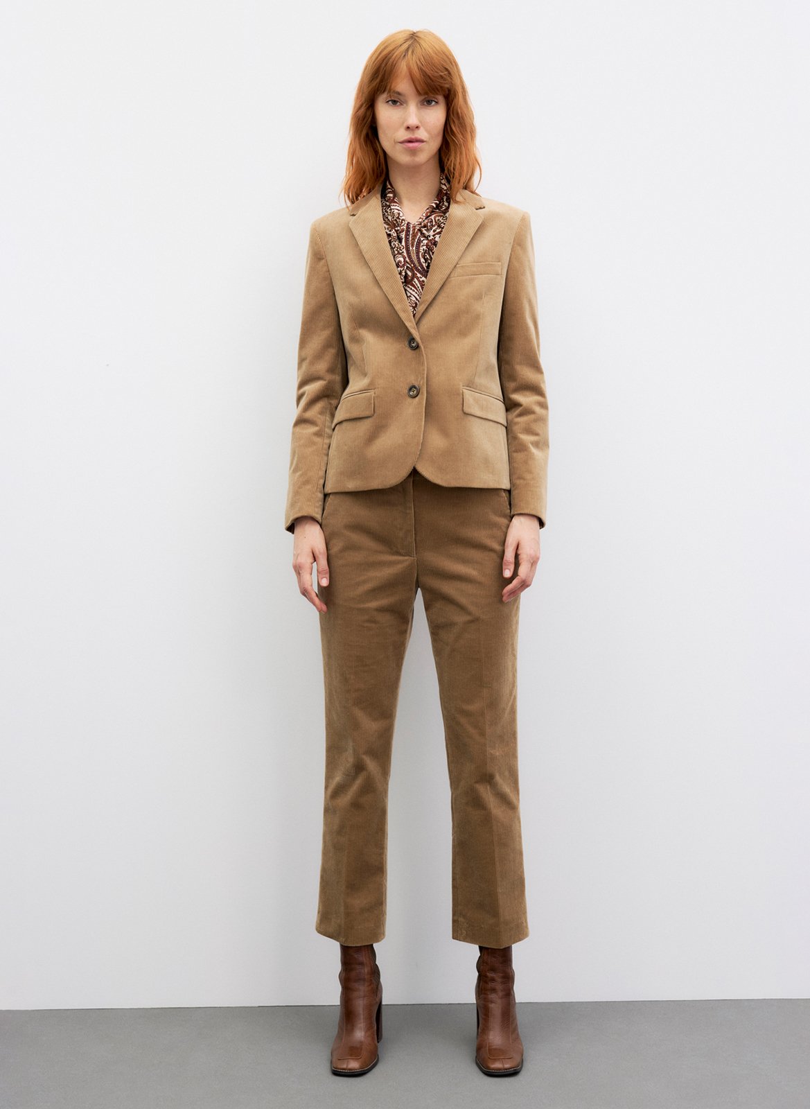 Fitted velvet cotton blend blazer GERARD DAREL Brown