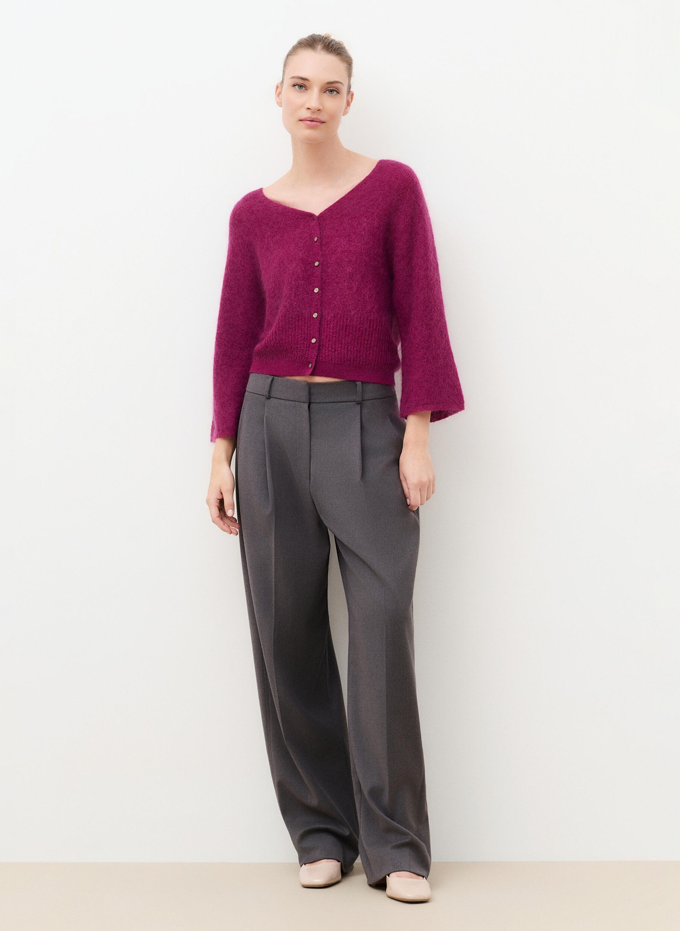 V-hals vest in effen gemengde wol CAROLL Violet