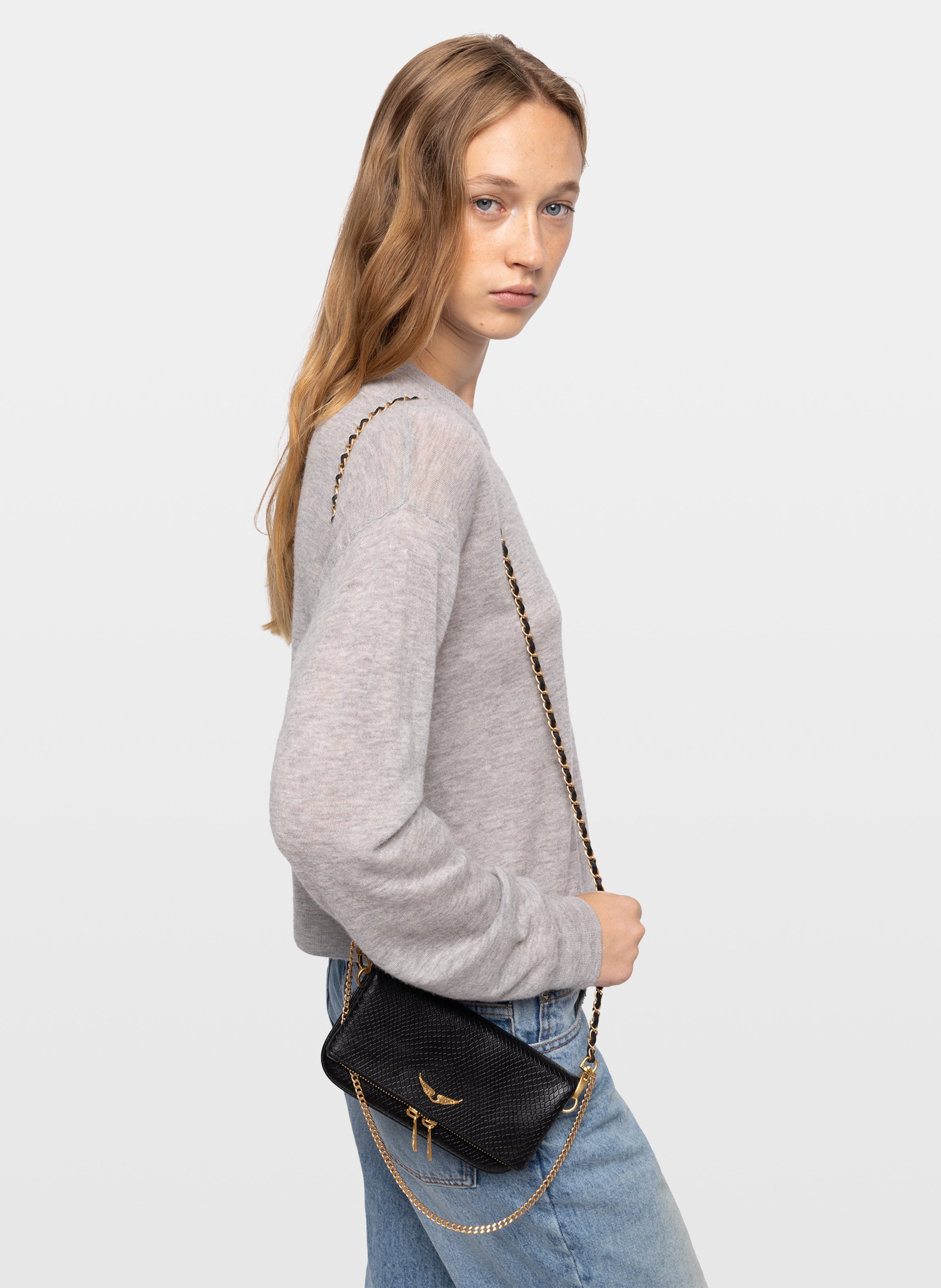 Sac bandoulière effet python en cuir ZADIG&VOLTAIRE Noir