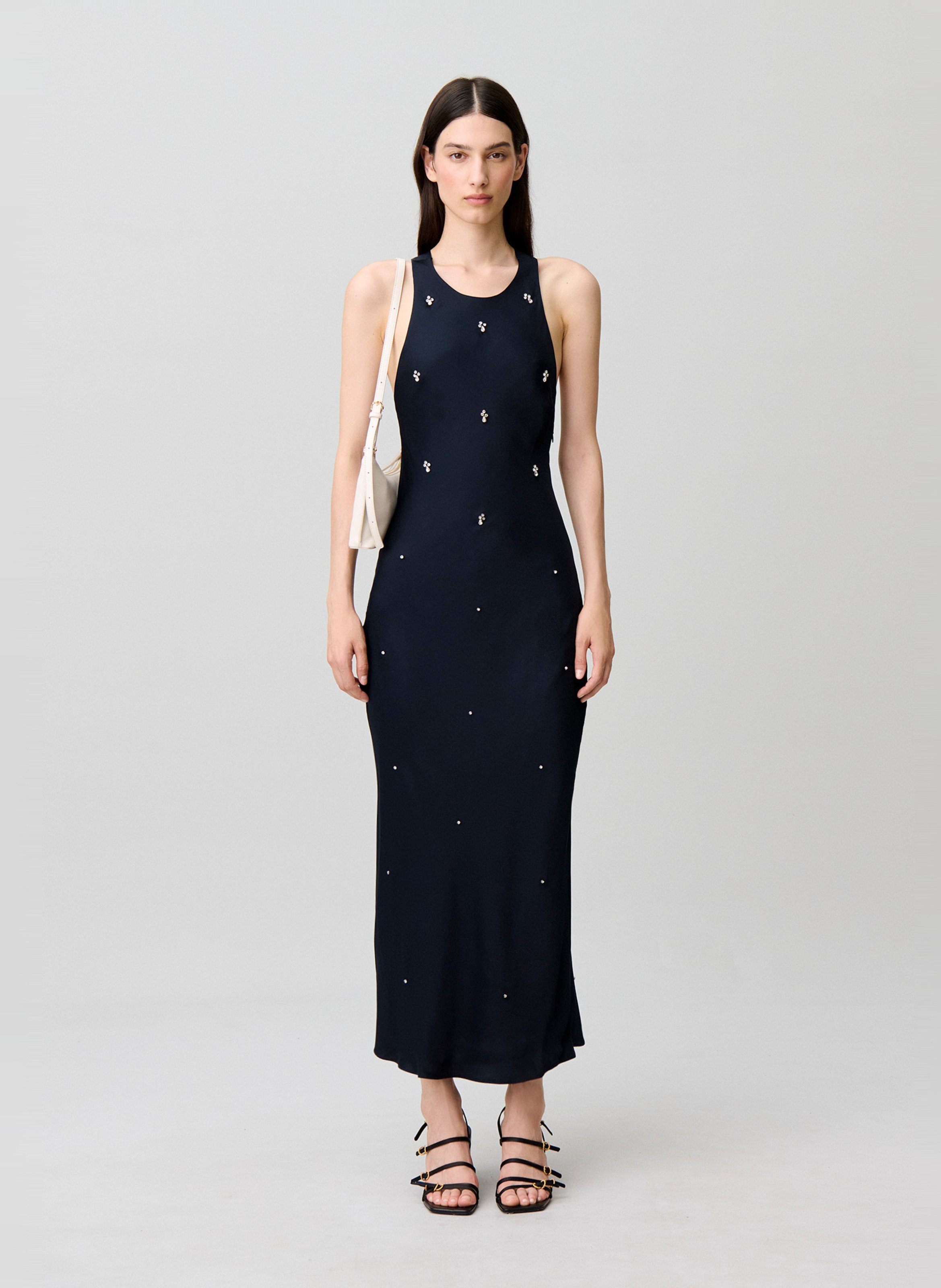 Robe longue droite à strass CLAUDIE PIERLOT Bleu
