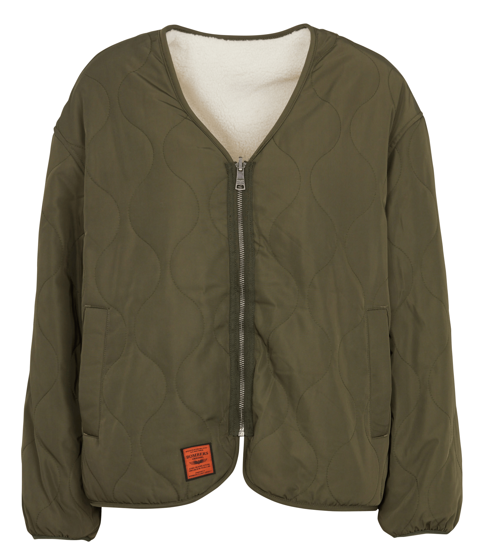 Quilted straight V-neck jacket BOMBERS ORIGINAL
