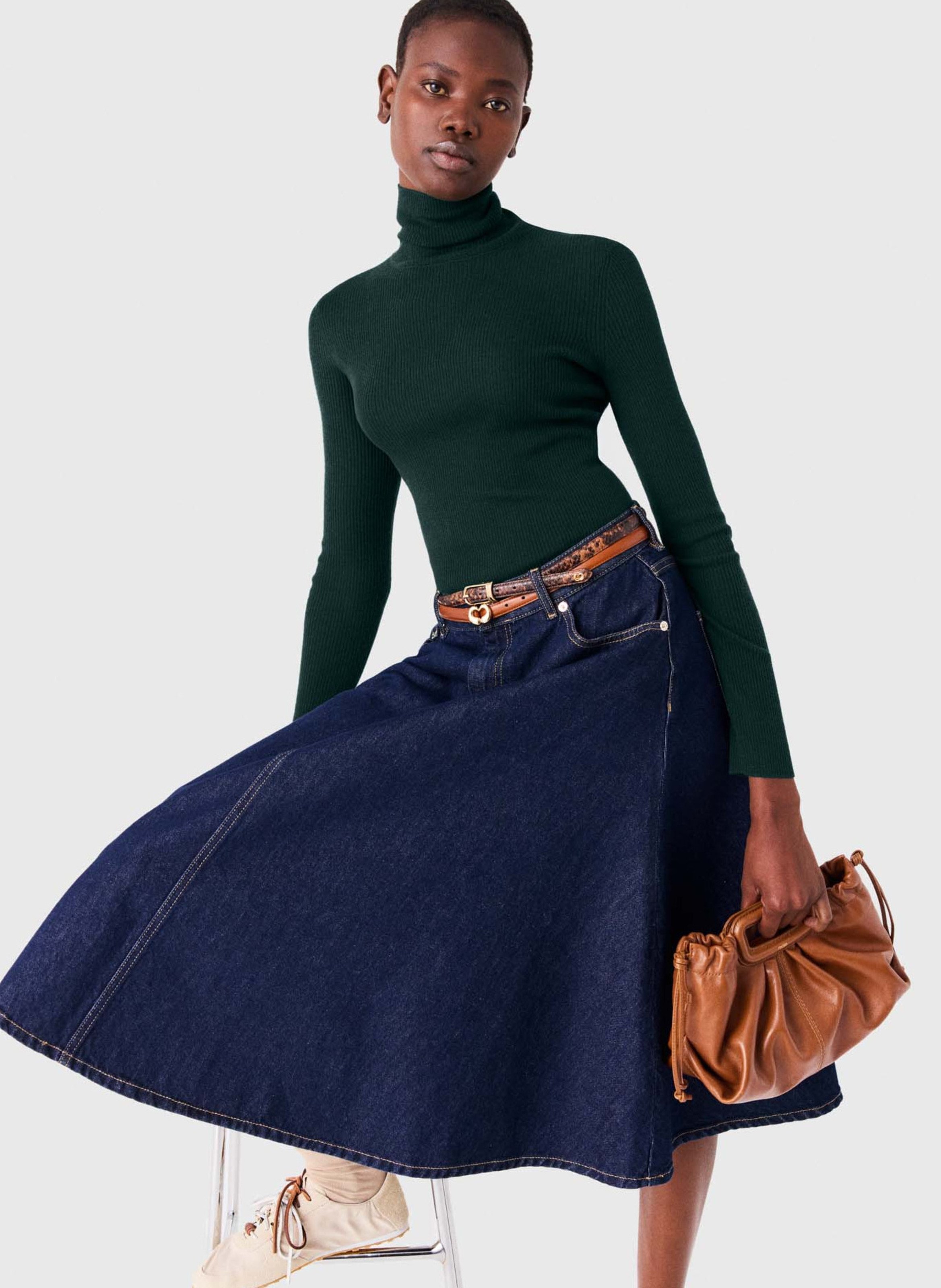 Fitted wool and silk sweater MAJE Green