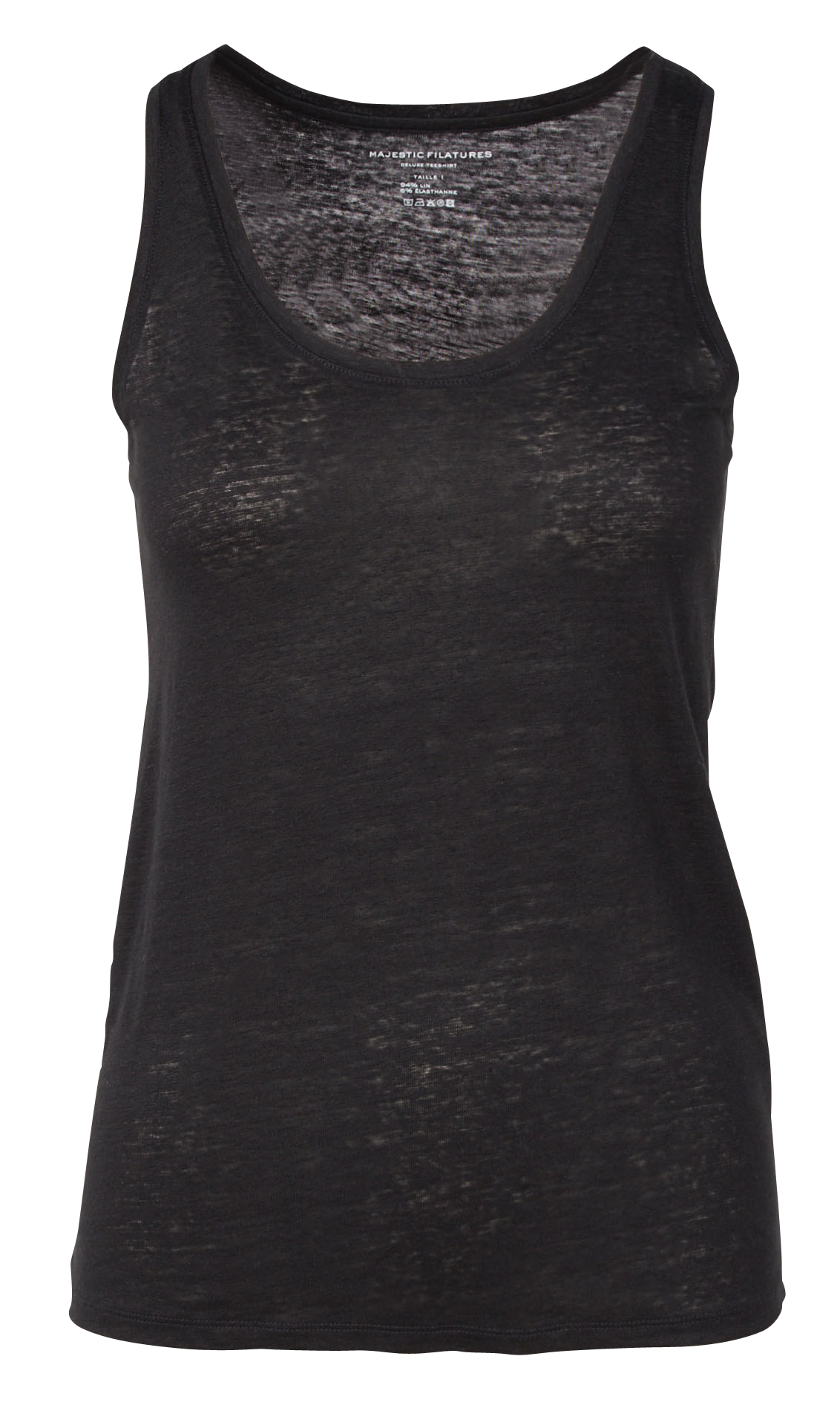 Débardeur col rond en lin mélangé  MAJESTIC FILATURES Noir