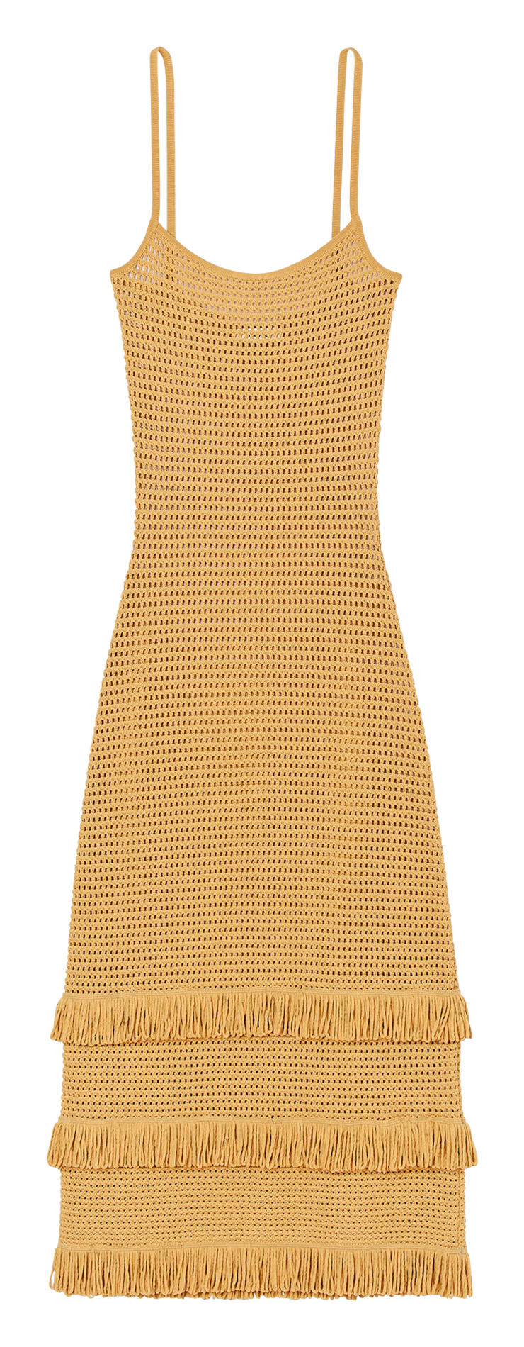 Lange jurk met borduursel en volants BruinSANDRO