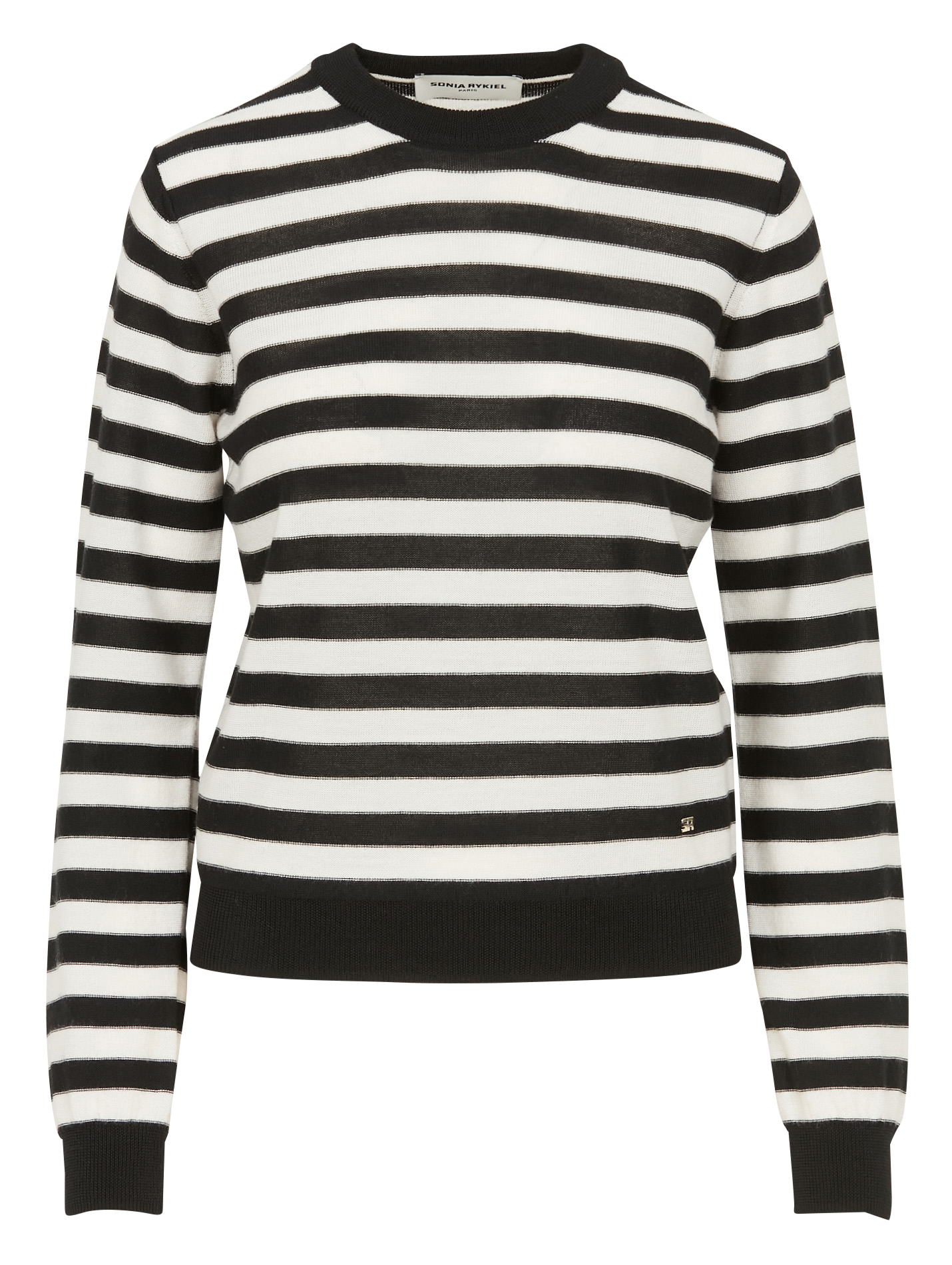 Pull fin col rond rayé en laine mérinos SONIA RYKIEL Rayé