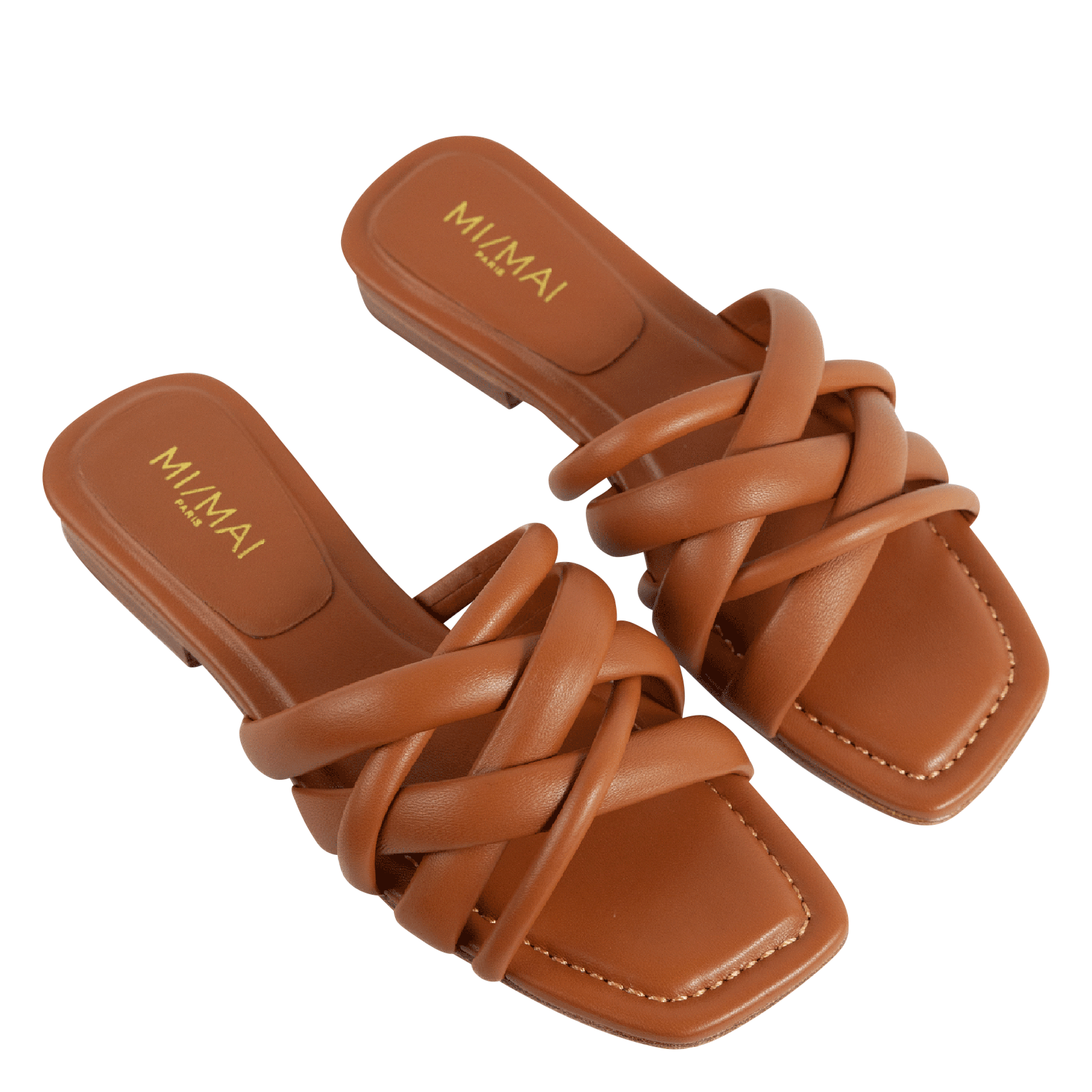 Mules plates en cuir MI/MAI Marron