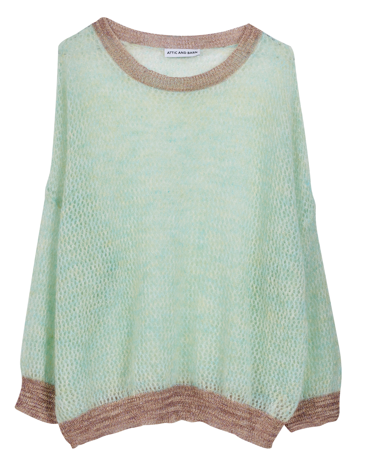 Pull ample col rond en laine mélangée Bleu