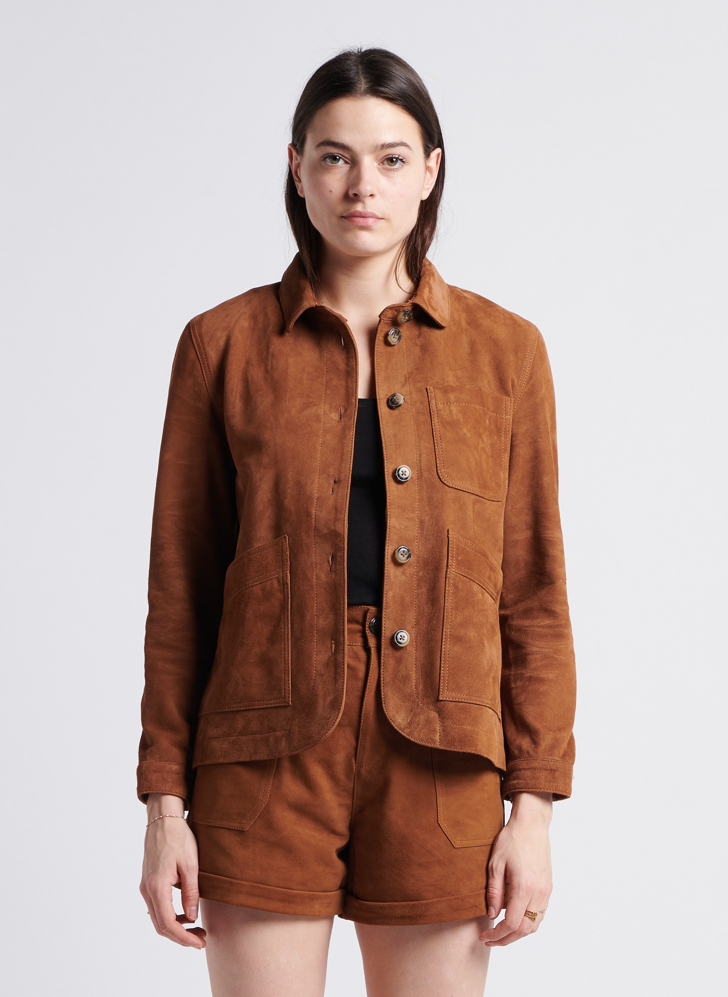 Veste col classique en cuir velours LA PETITE ETOILE