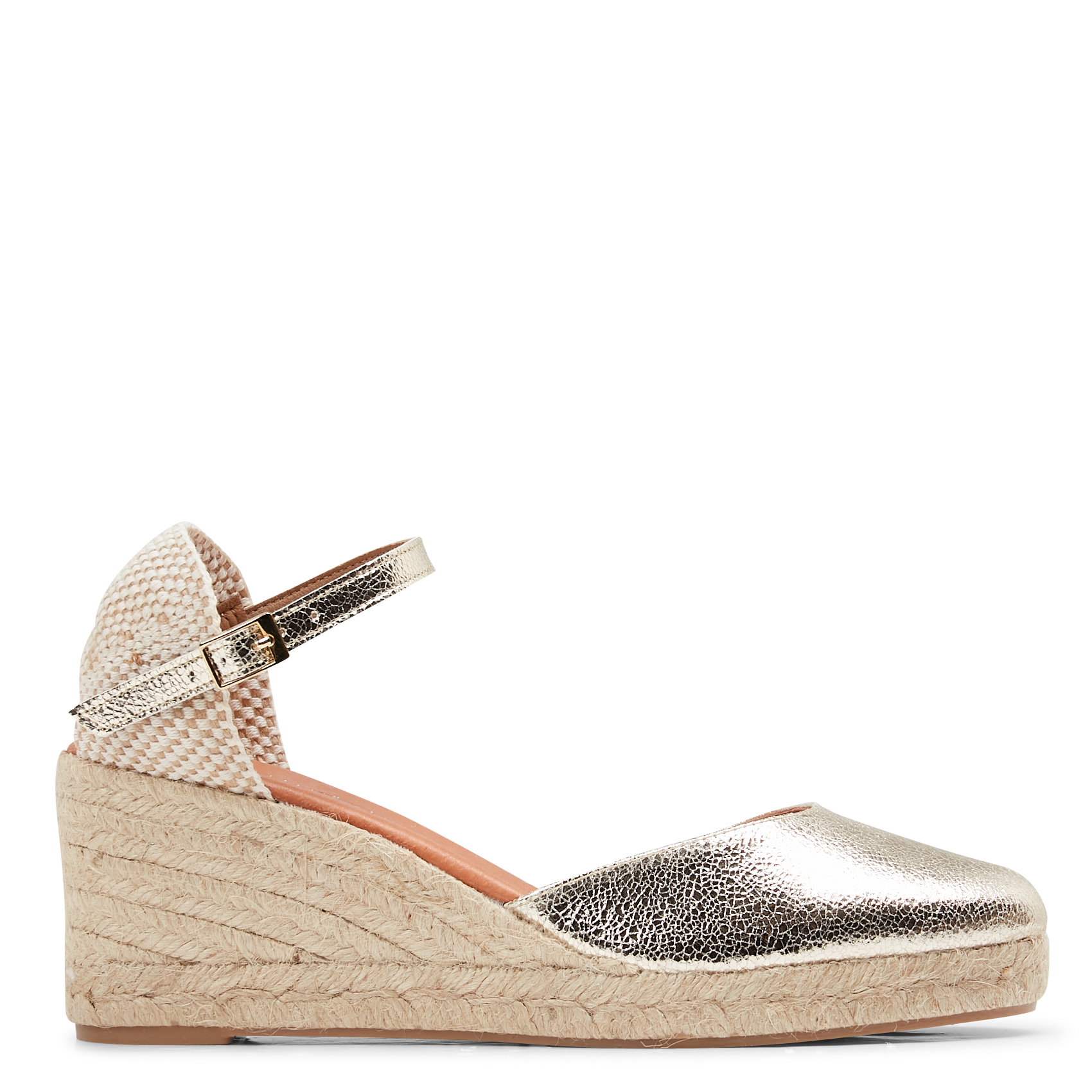 Espadrilles aus Metallic-Leder mit Keilabsatz MELLOW YELLOW Golden