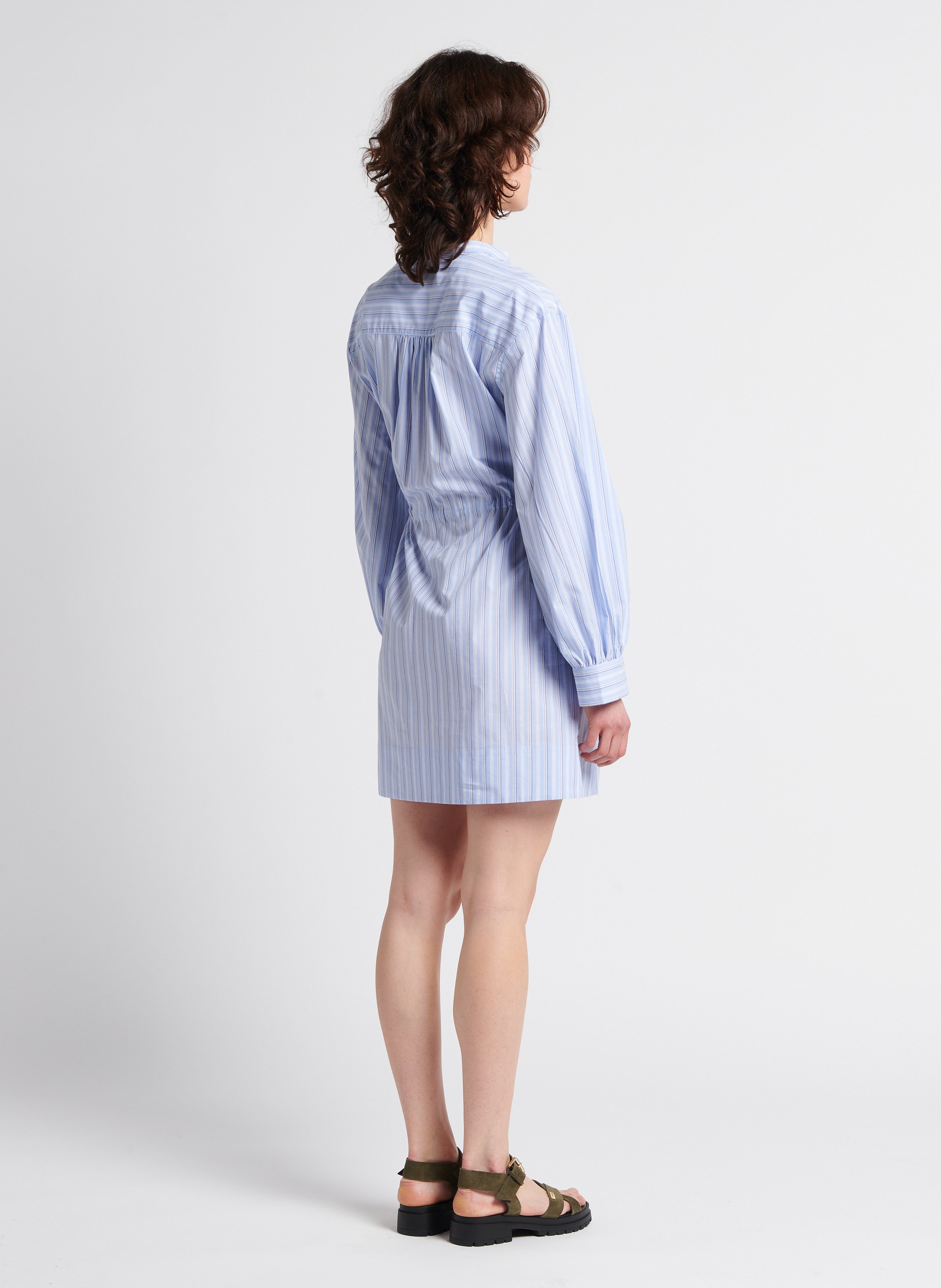 Halflange, gestreepte jurk van biokatoen met ceintuur SAMSOE SAMSOE Gestreepte