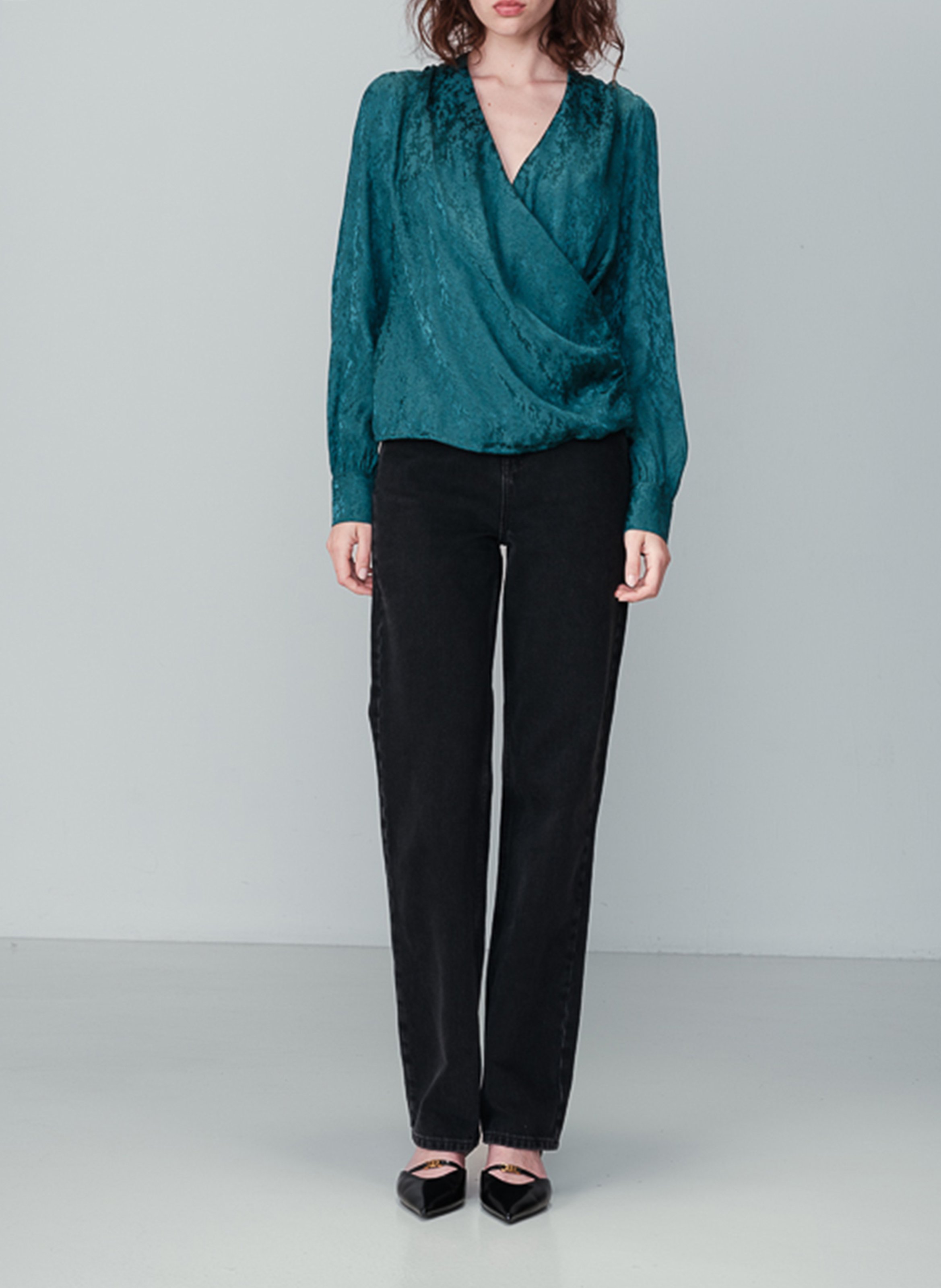 Drapped wrap straight blouse GRACE ET MILA Green