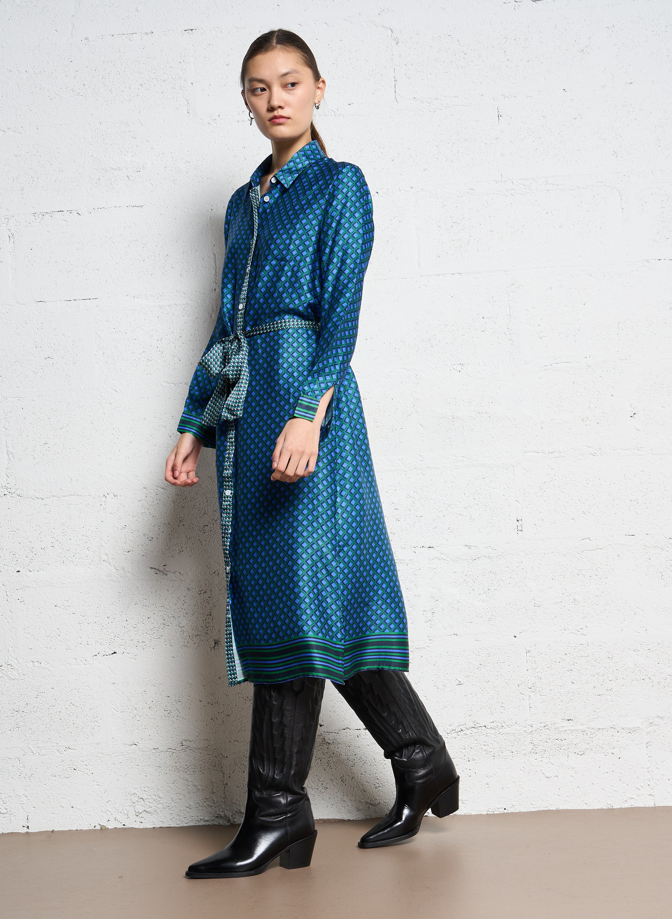 Halflange jurk met print LA PETITE ETOILE Groen