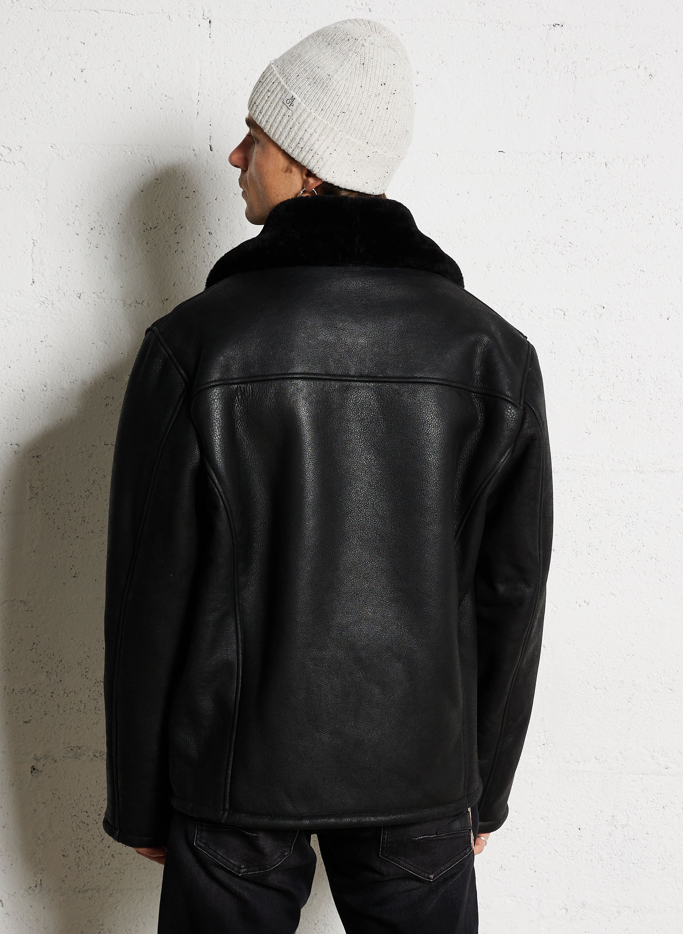 Bombardier en cuir SCHOTT Noir