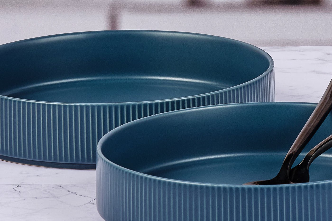 Stoneware deep plate - 4 pieces BJORN Blue