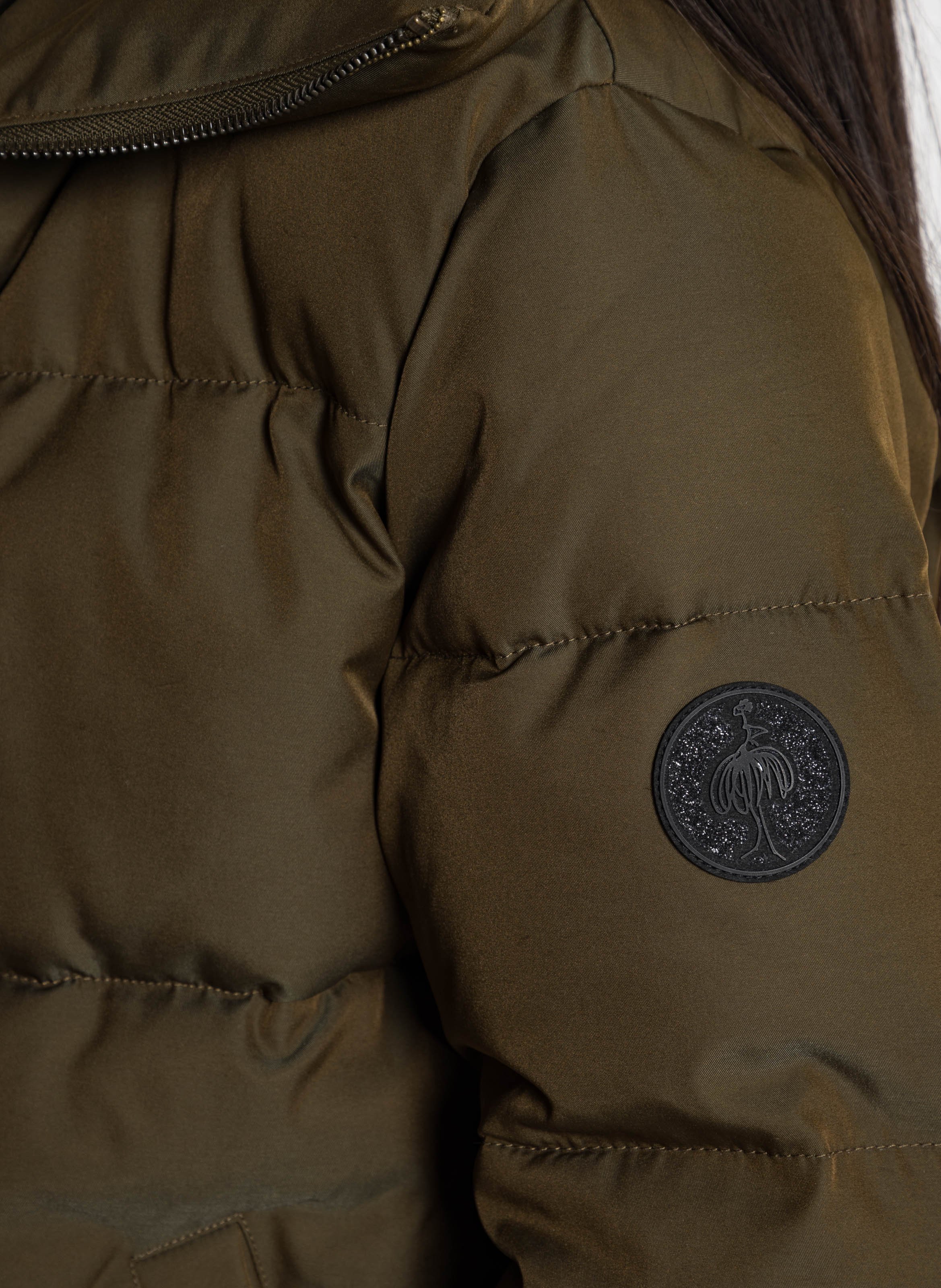 Recht donsjack met capuchon ONE STEP Kaki