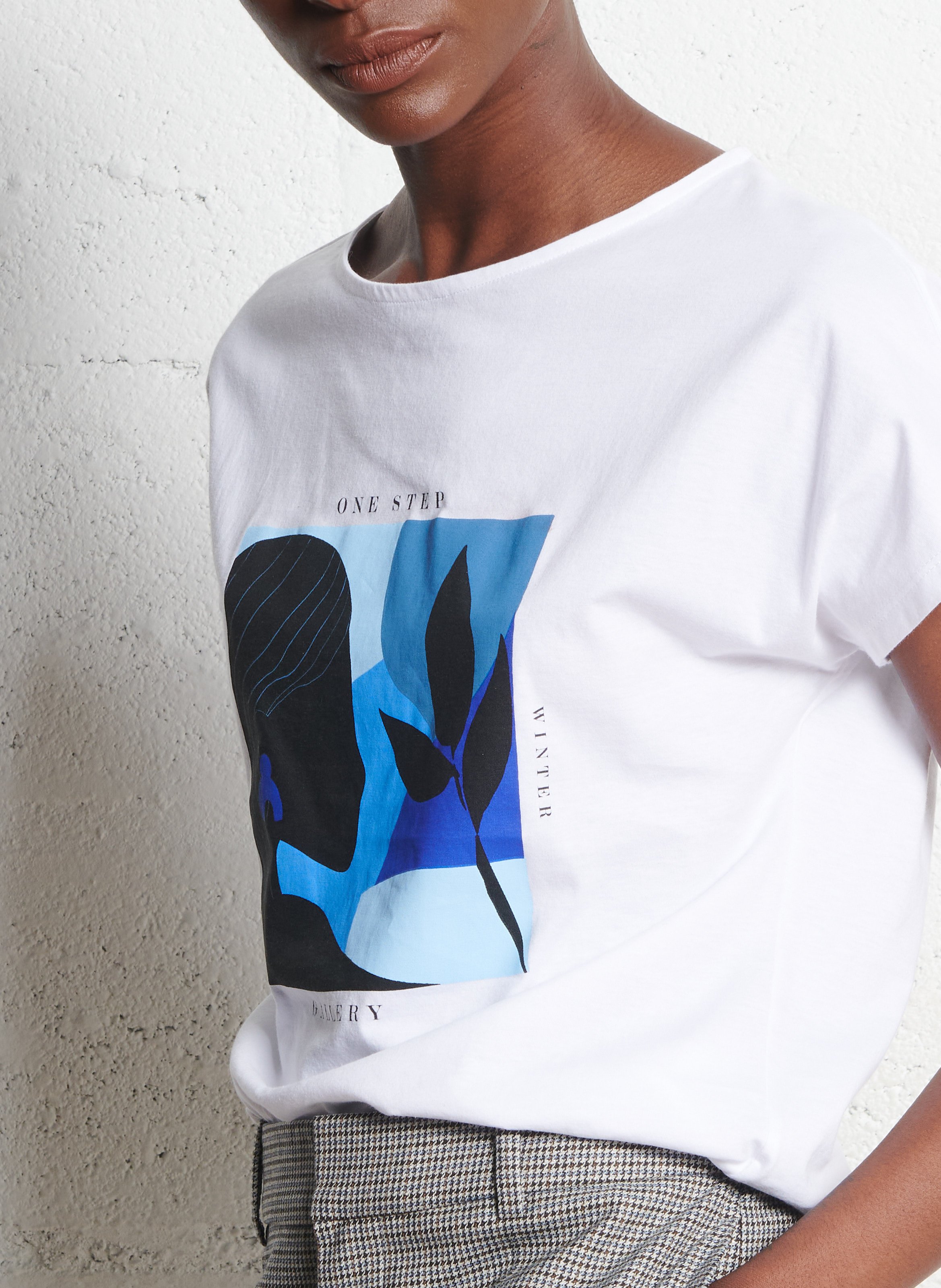 Tee-shirt col rond en coton  Blanc