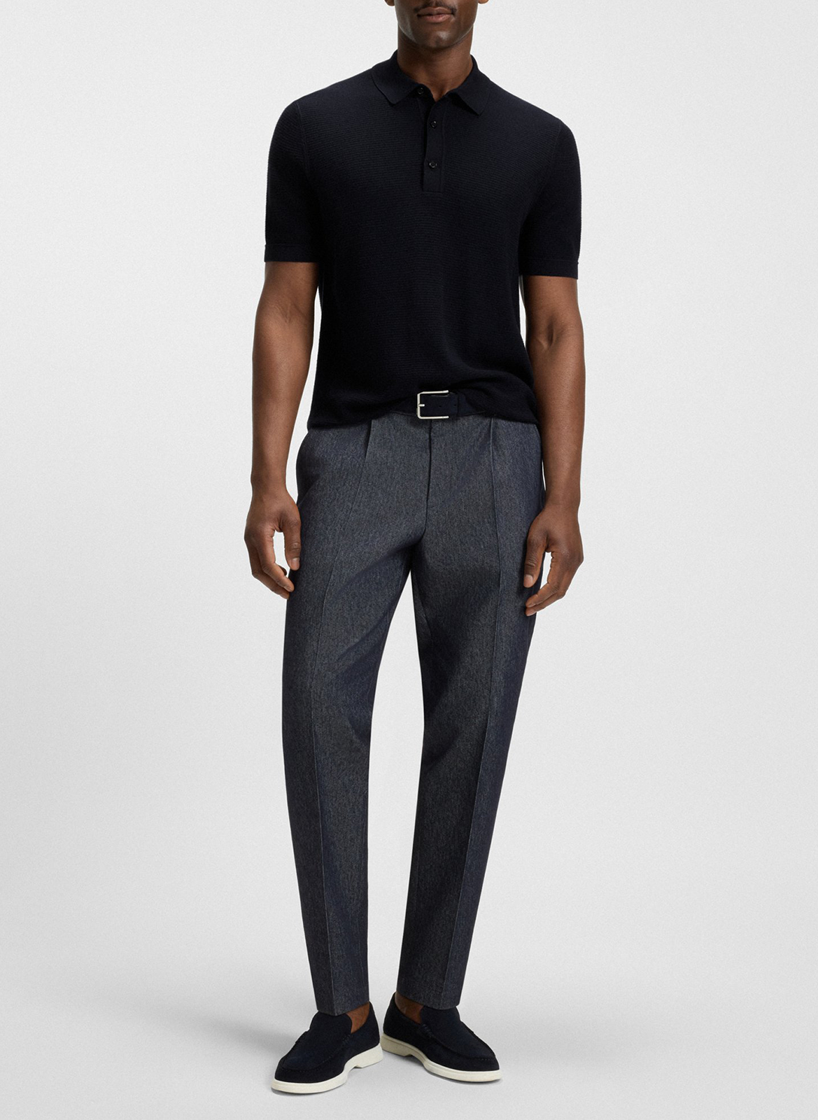 Cotton and linen polo shirt BOSS Blue