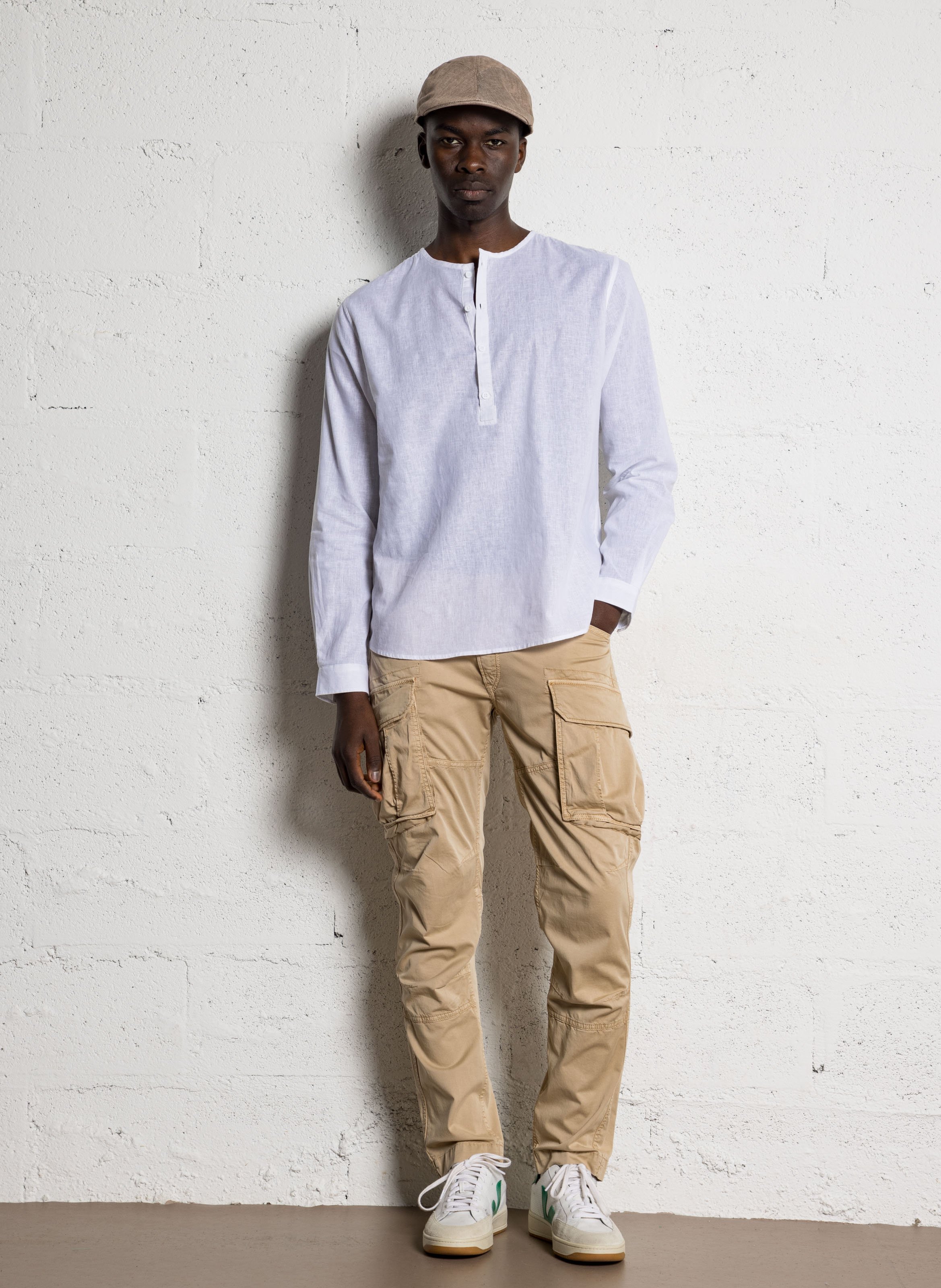 Chemise col rond en lin mélangé LE TEMPS DES CERISES Blanc