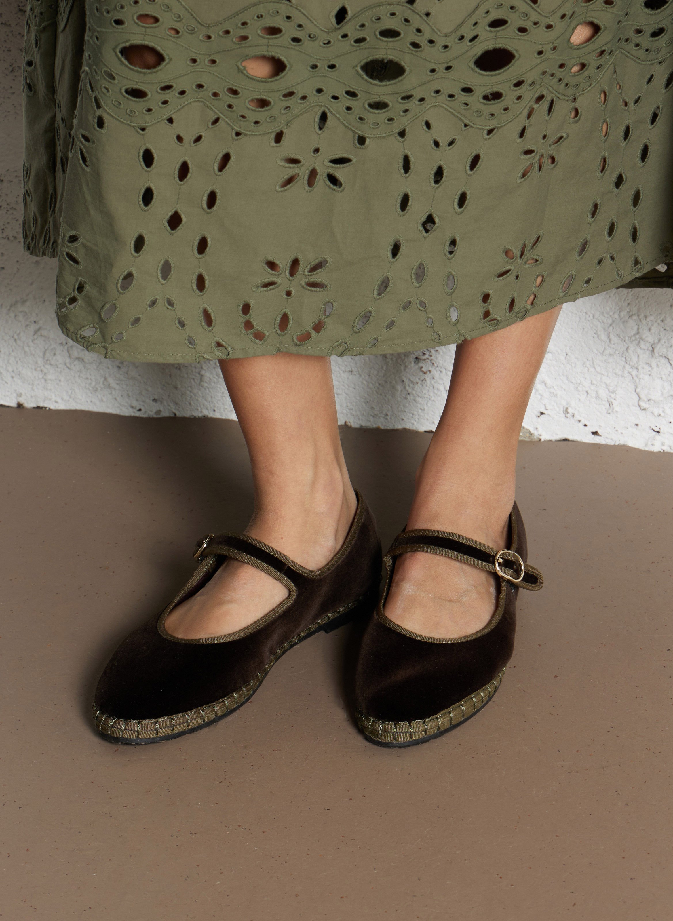 Cotton velvet ballerina flats FLABELUS Brown