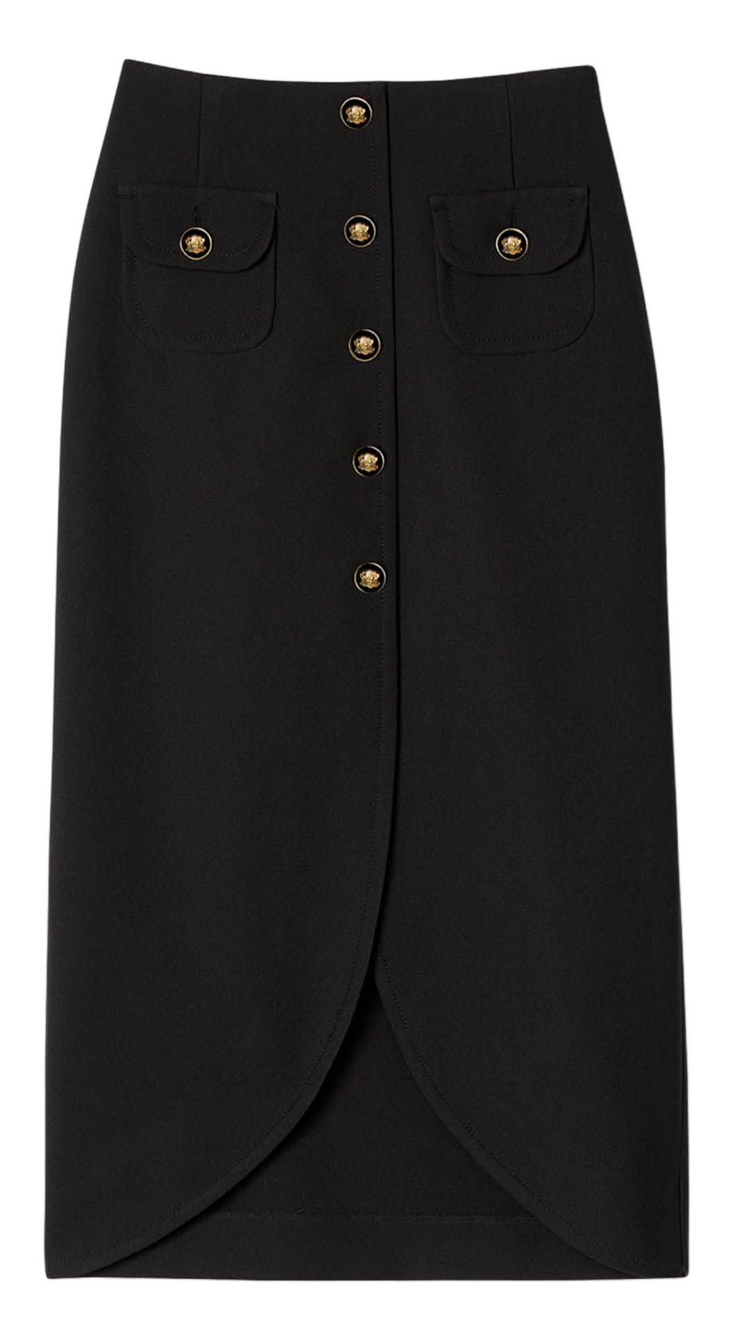 Jupe midi boutonnée en suède SANDRO Noir