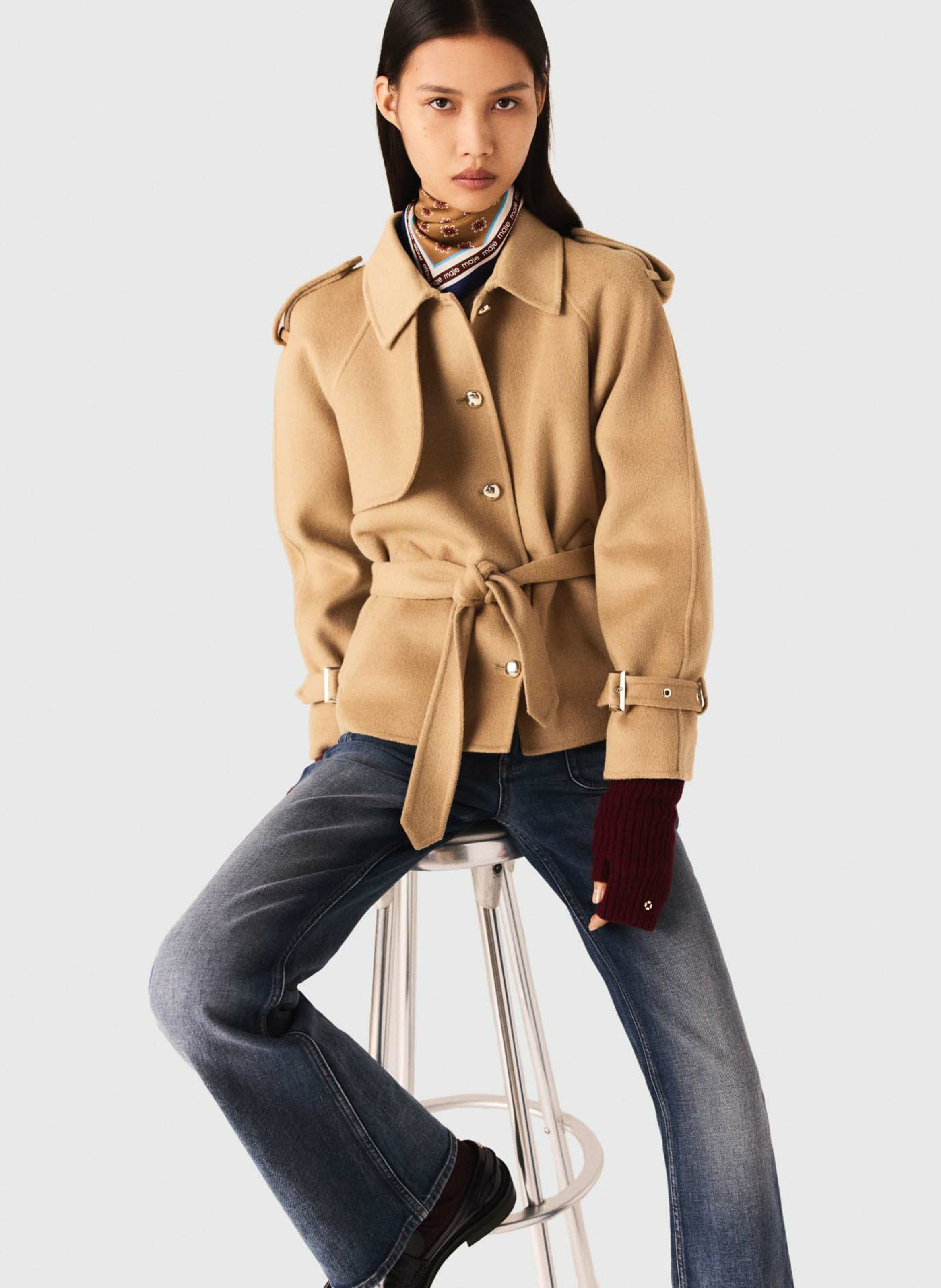 Klassischer Wollmix-Trenchcoat MAJE Braun