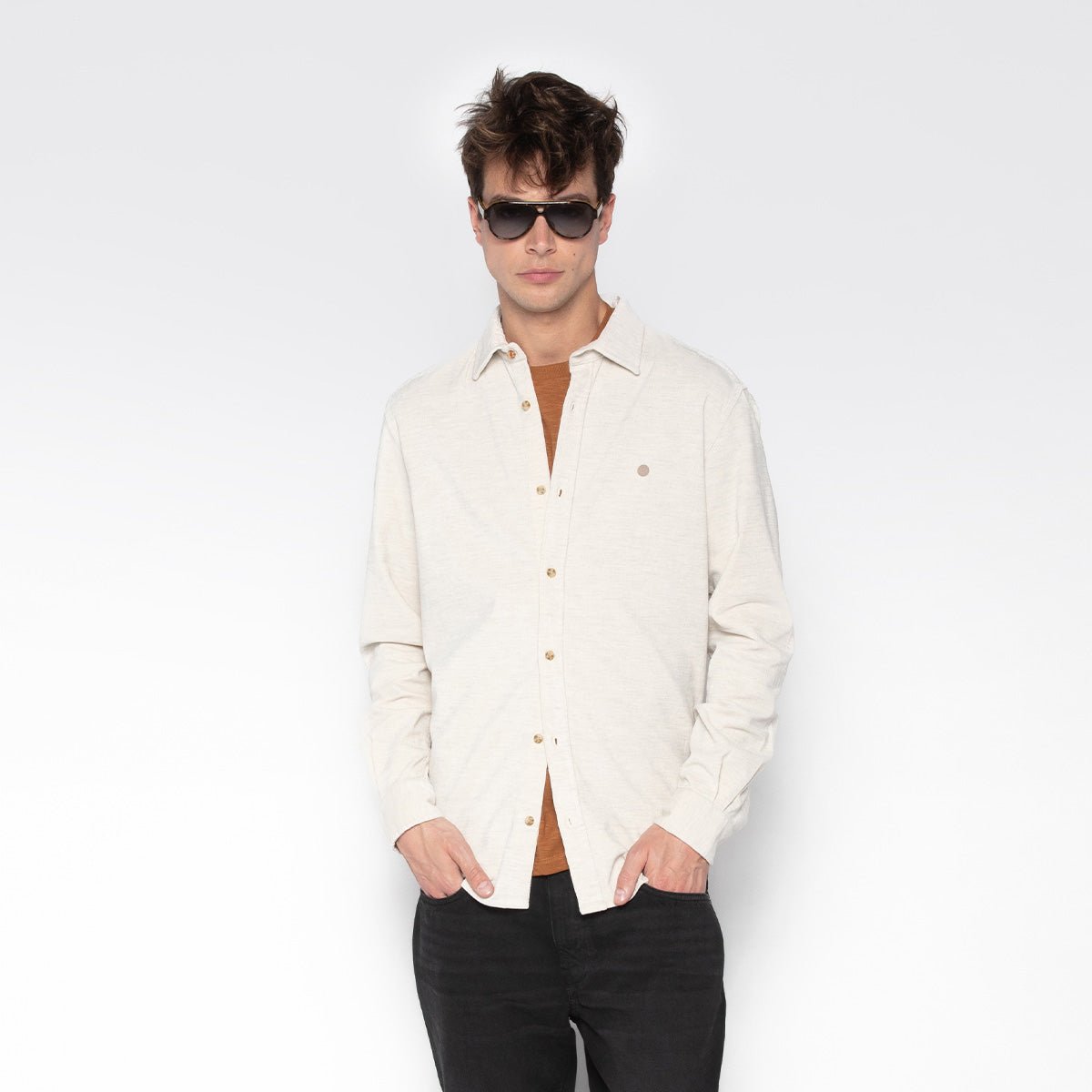 Solid velvet long-sleeve shirt SERGE BLANCO White