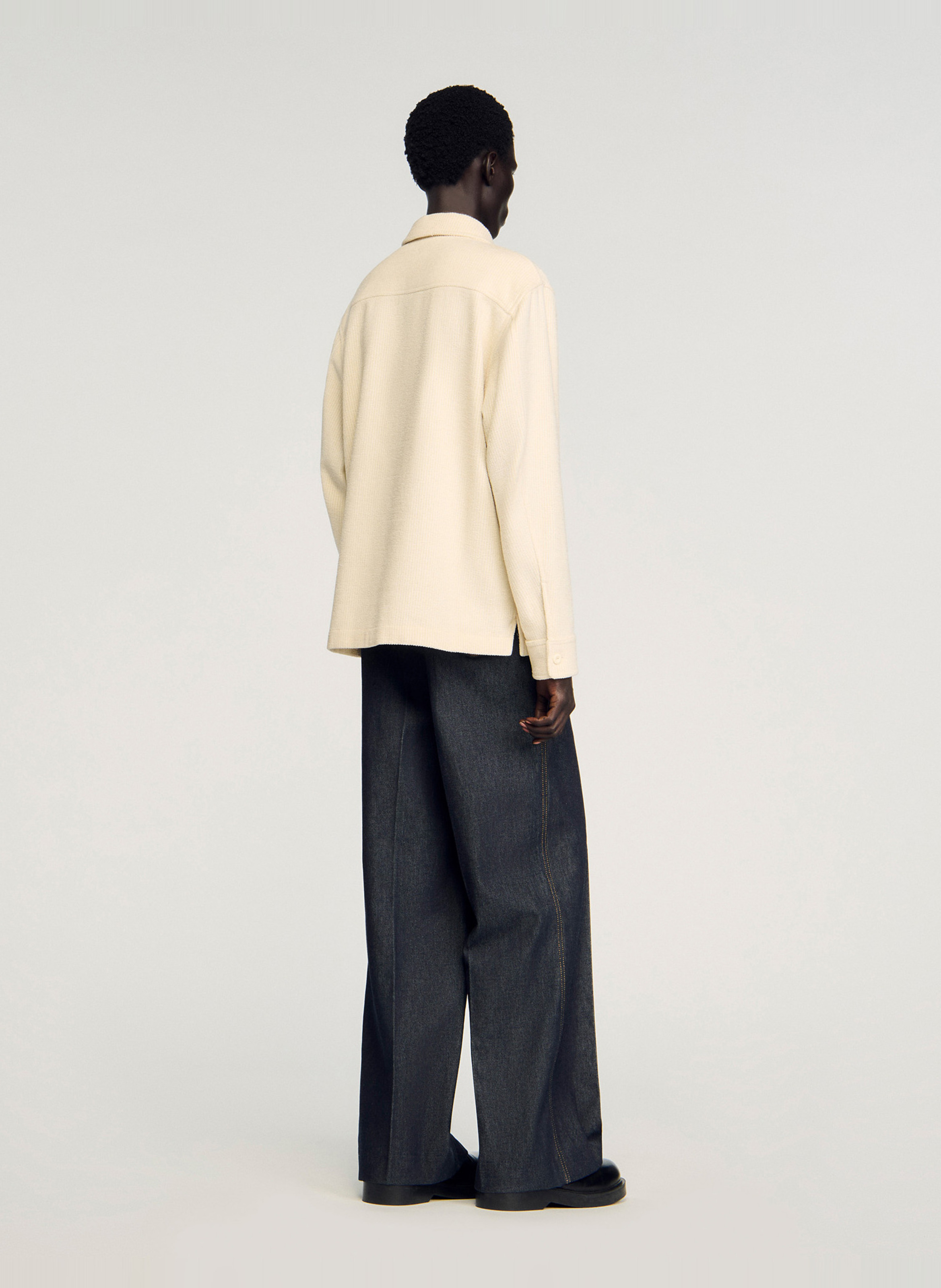 Veste droite zippée col chemise SANDRO Blanc