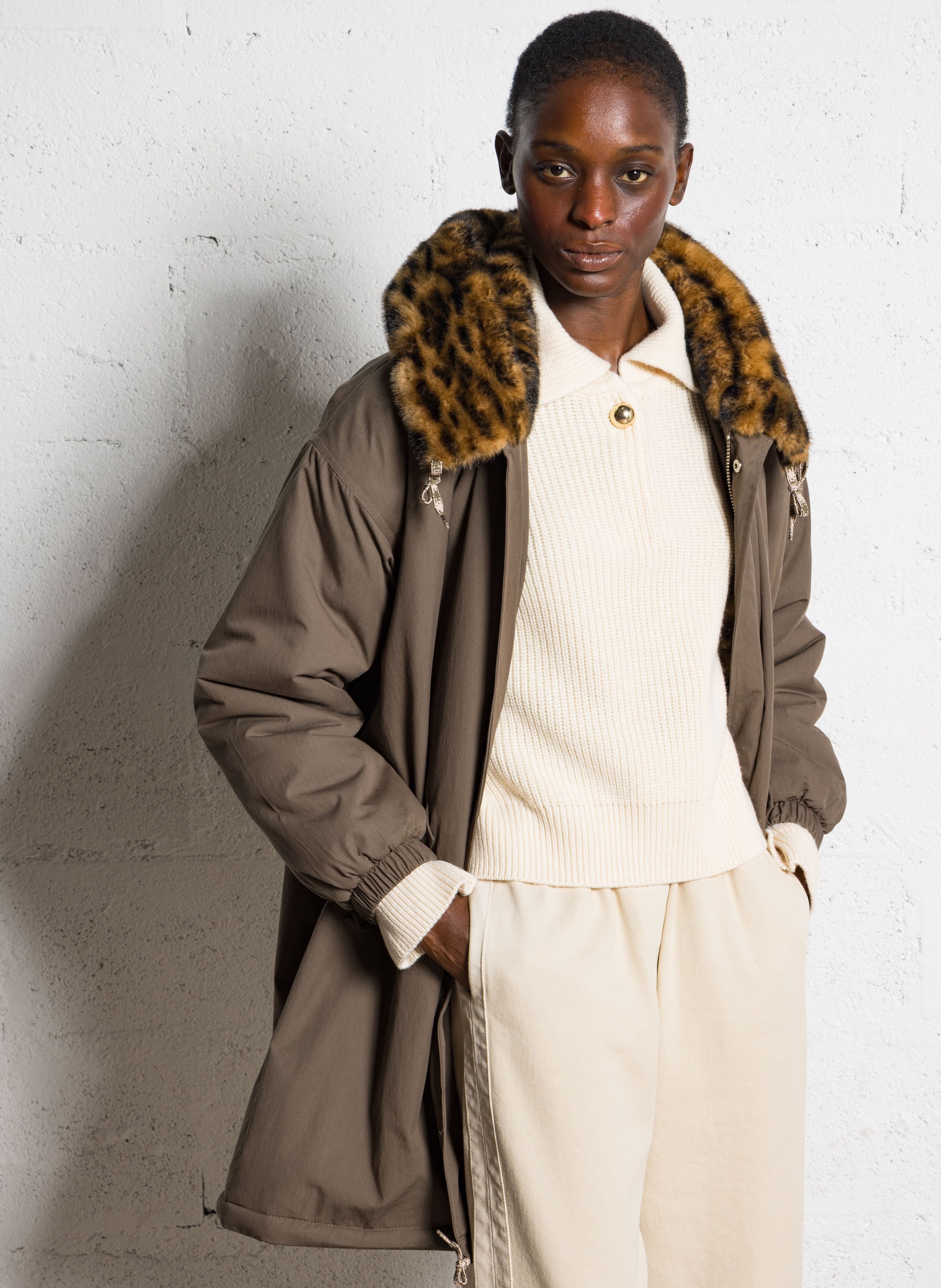 Jas met capuchon - katoenblend BELLEROSE Kaki