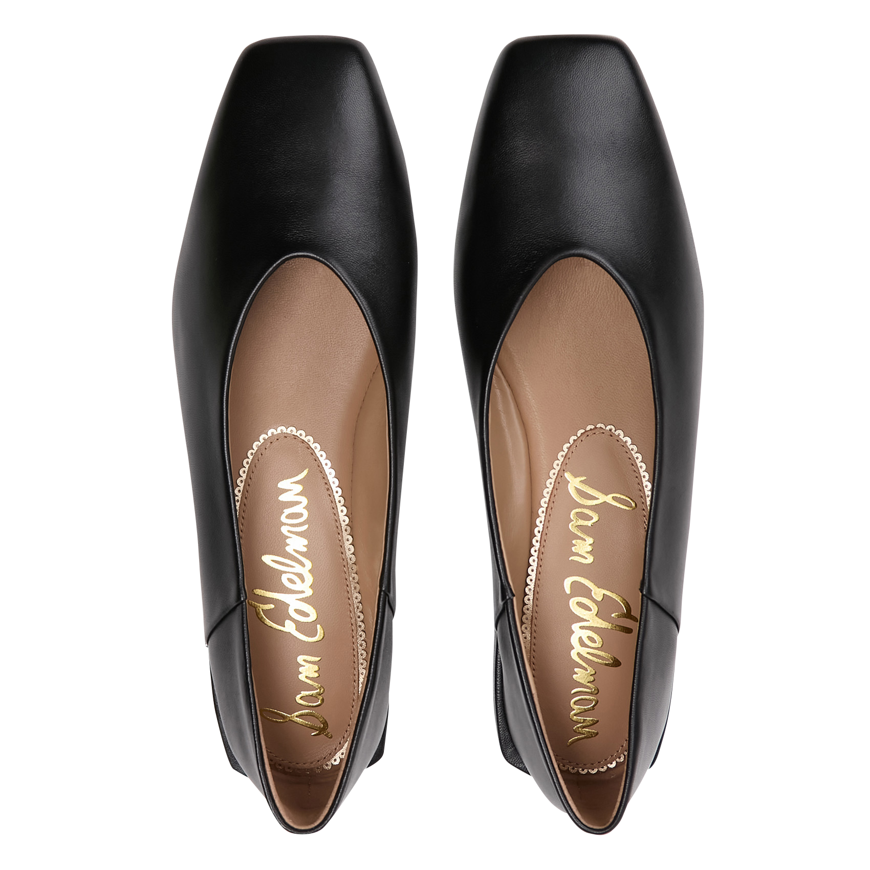 Leder-Ballerinas mit eckiger Spitze SAM EDELMAN Schwarz