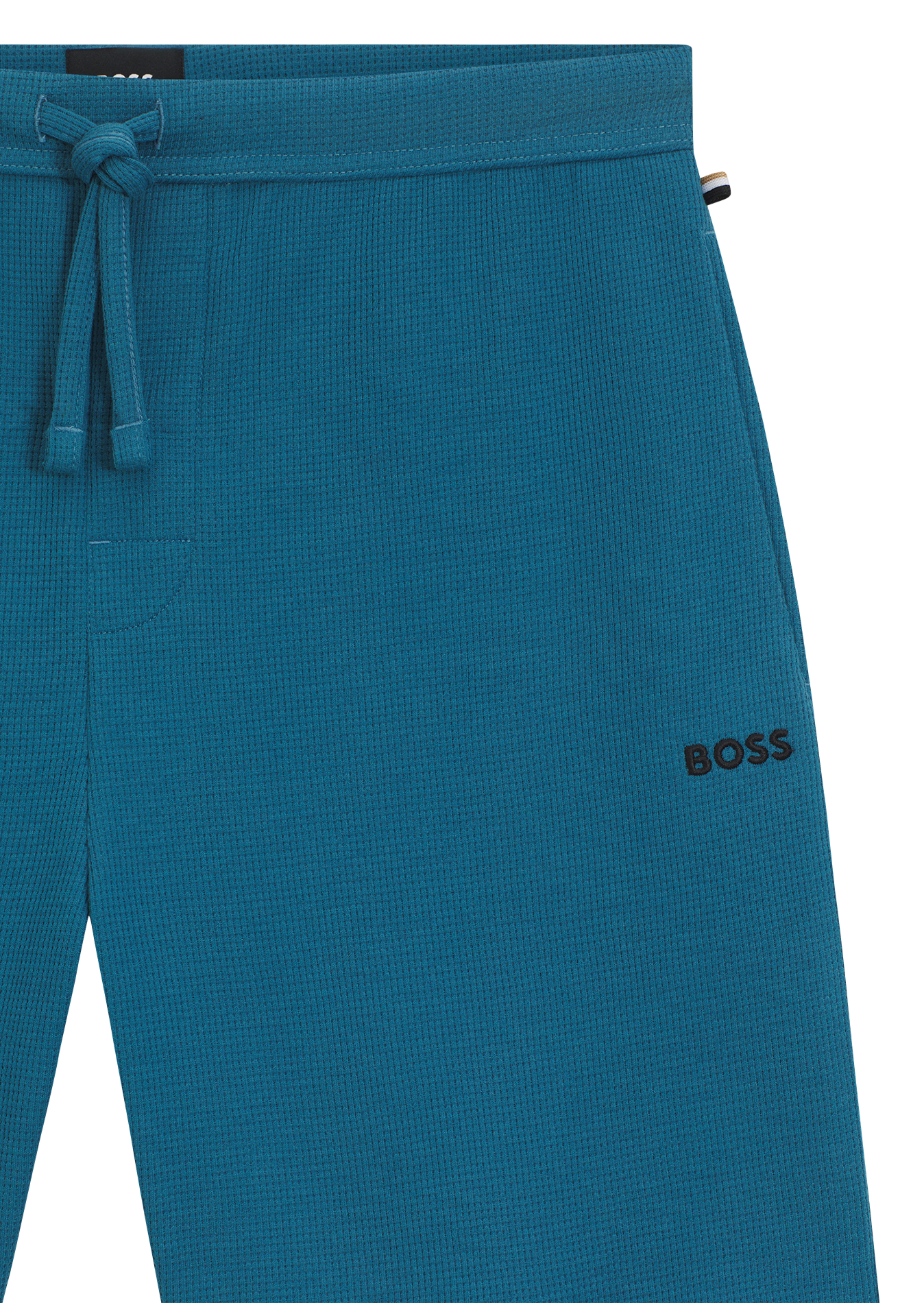Straight waffle-textured shorts with embroidered logo BOSS Blue