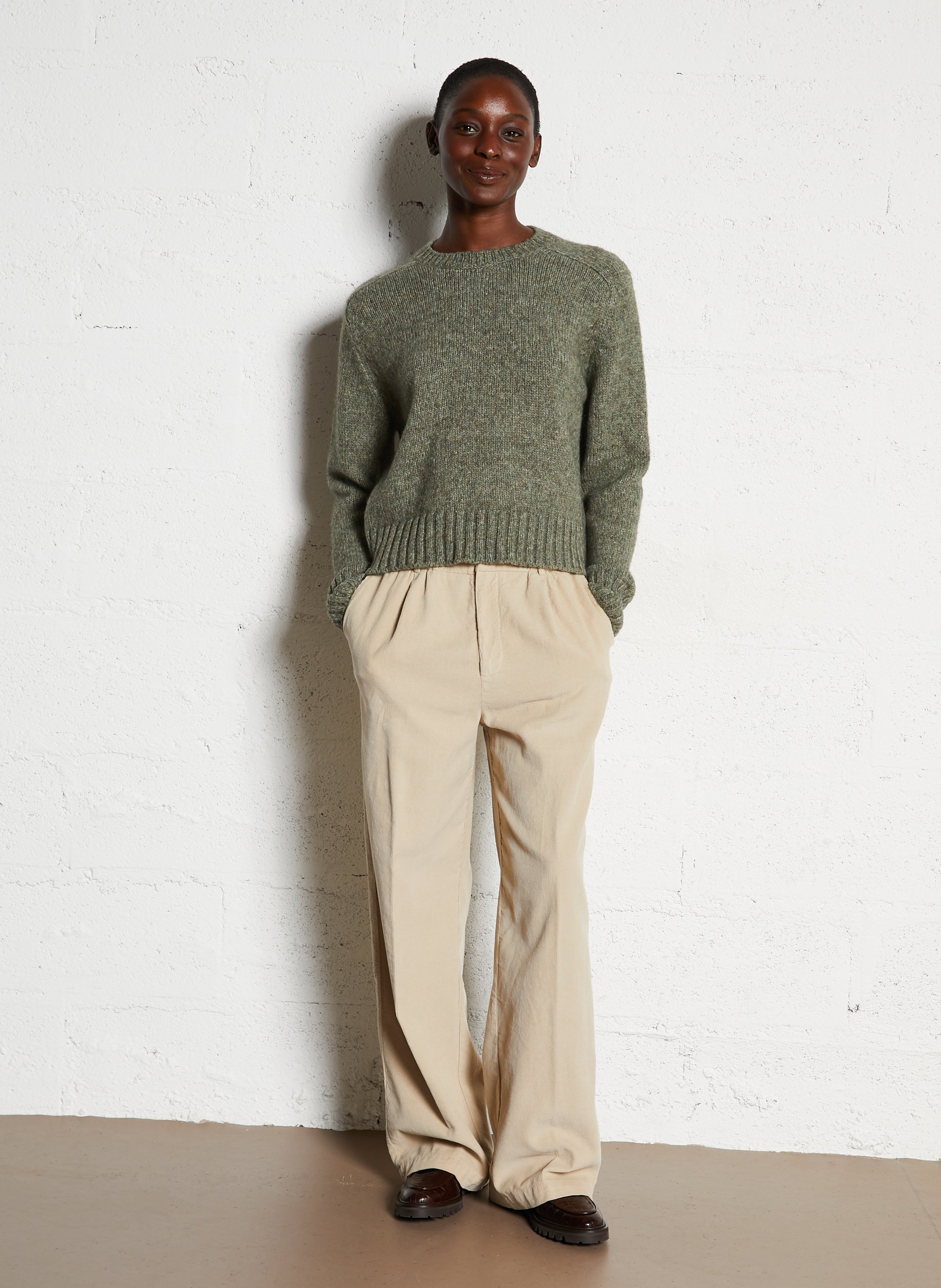 Pull droit col rond en maille MASSCOB Vert