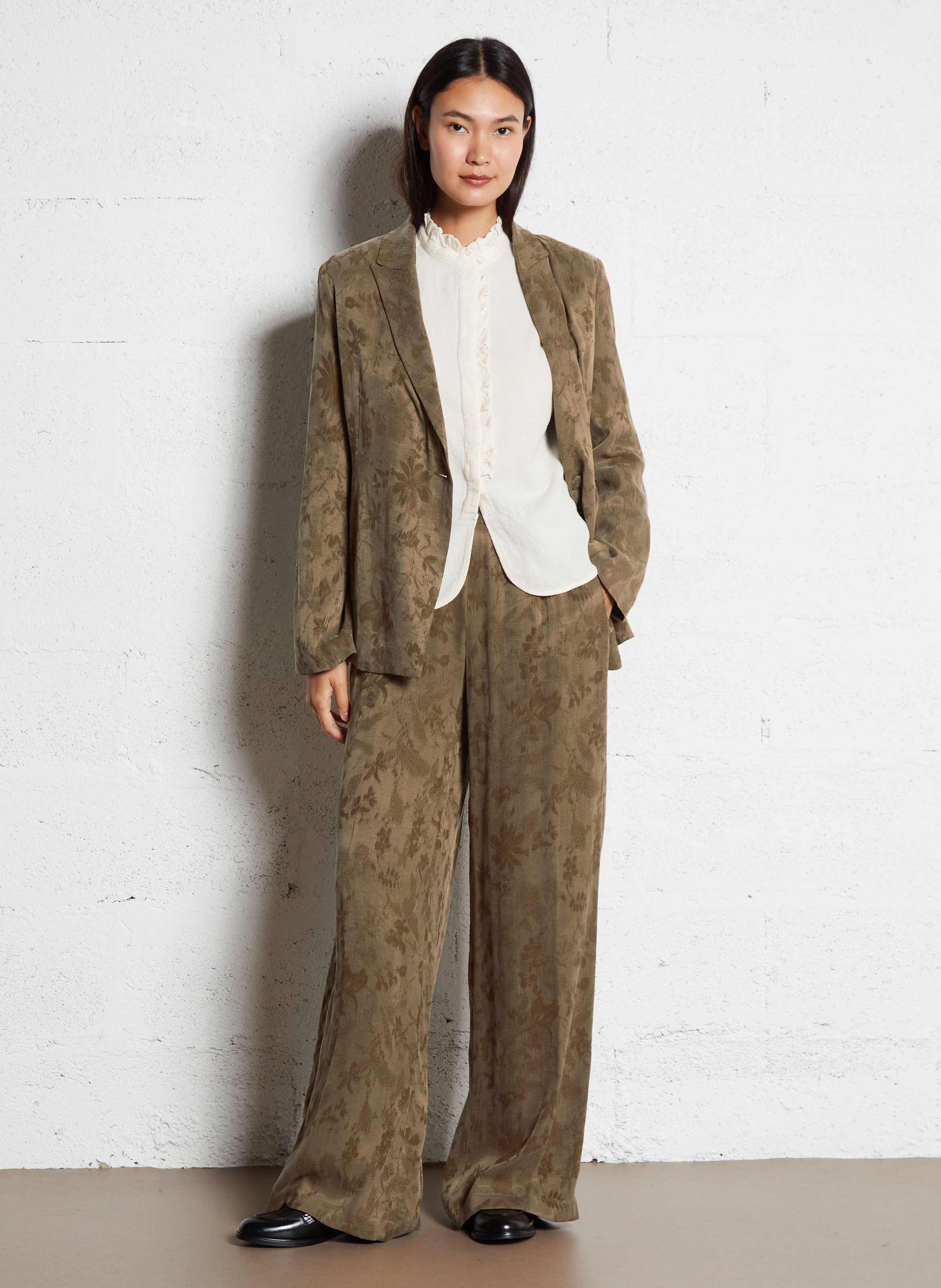 Pantalon large en jacquard MOMONI Vert