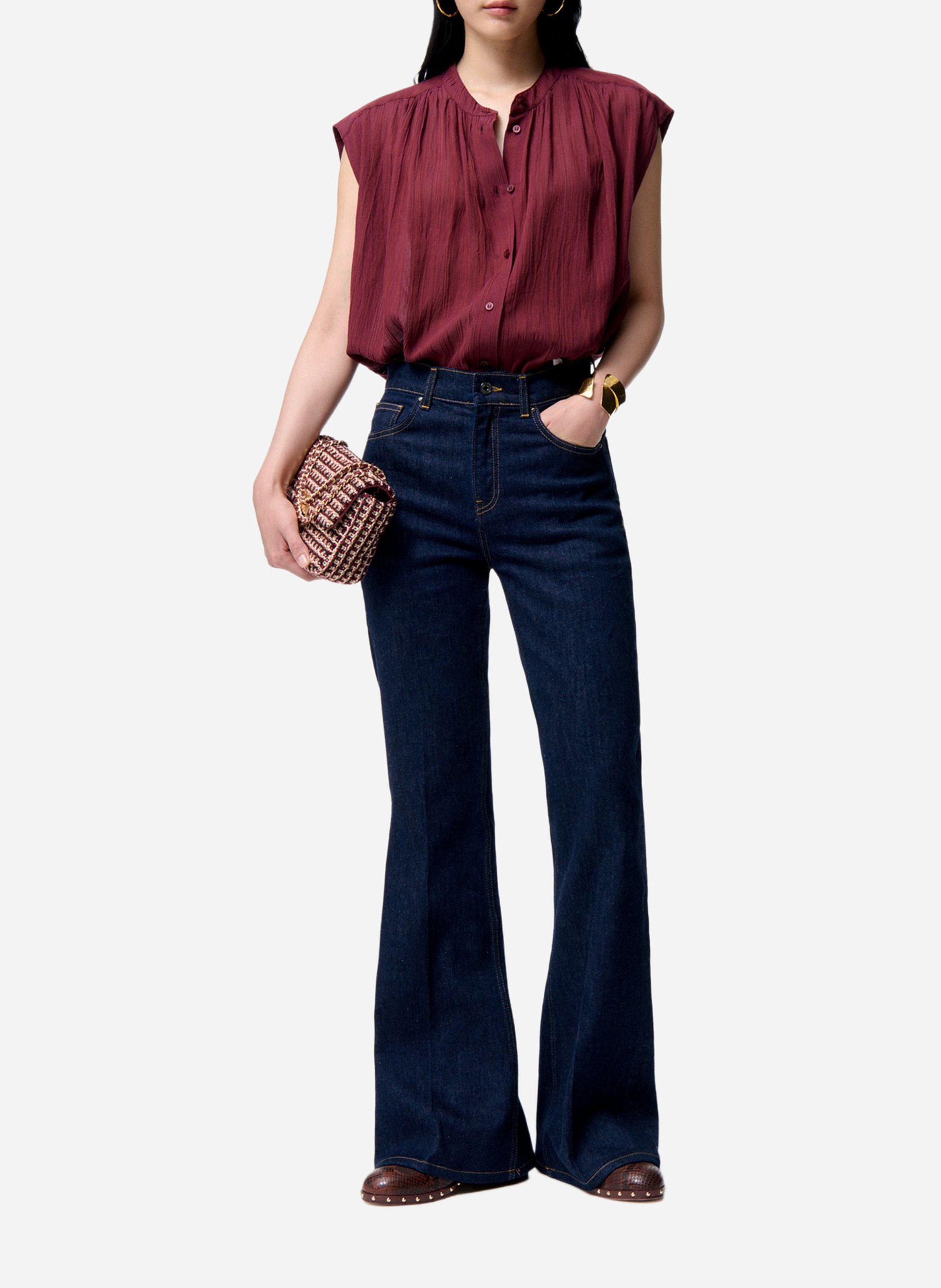 Blouse met ronde hals en fronsjes VANESSA BRUNO Rood