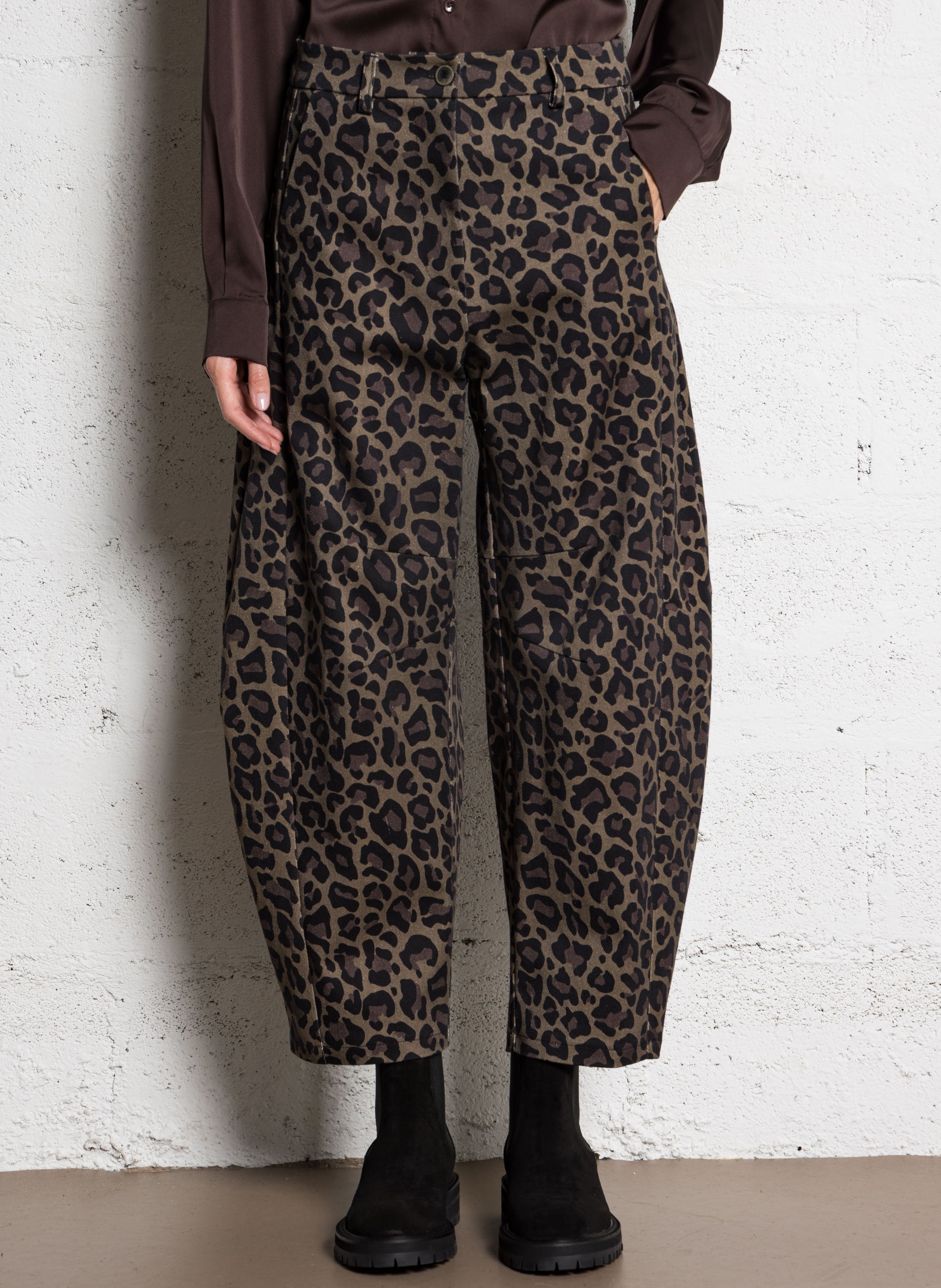 Jean droit léopard IMPERIAL Marron