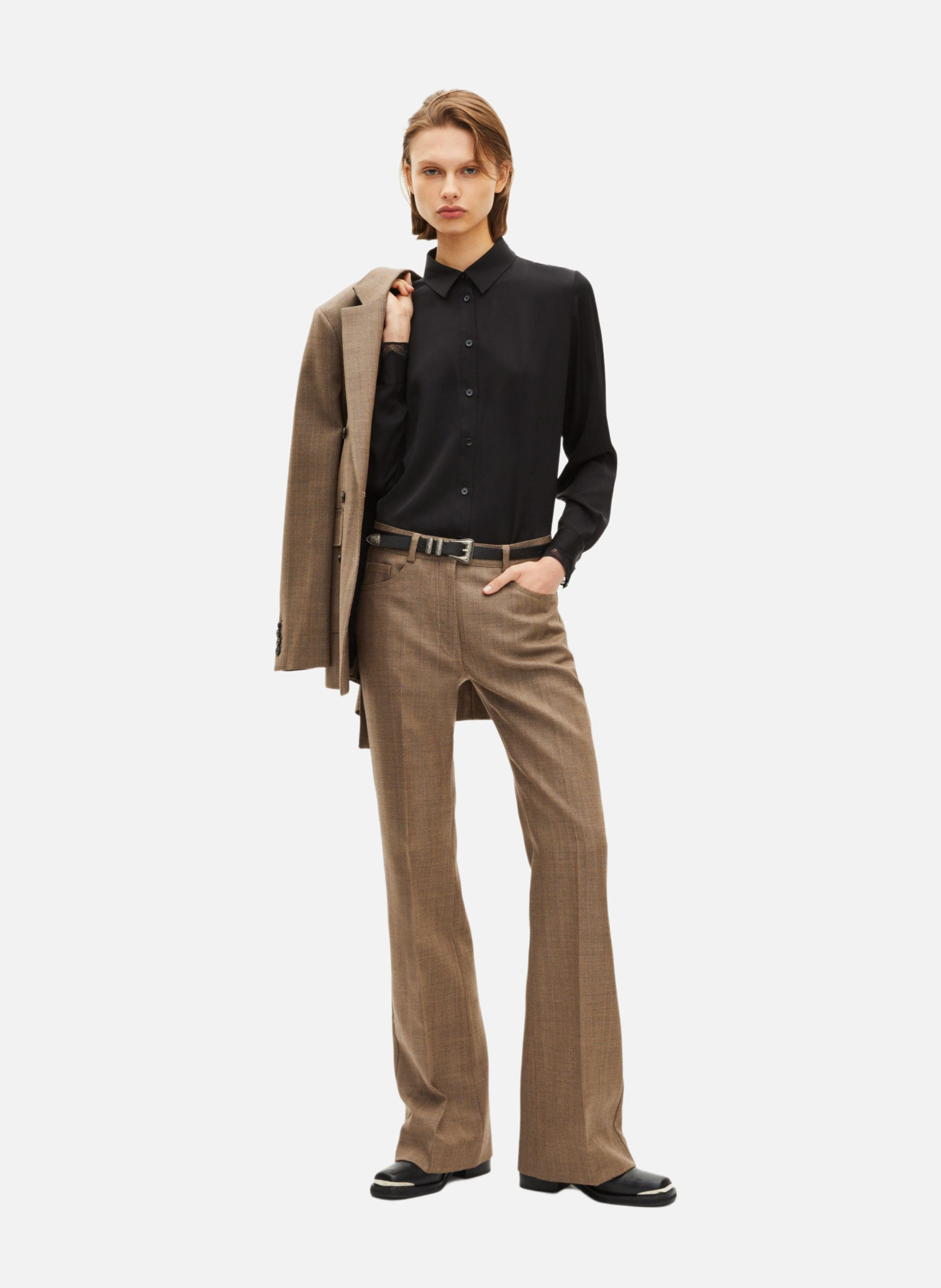 Pantalon tailleur bootcut THE KOOPLES Marron