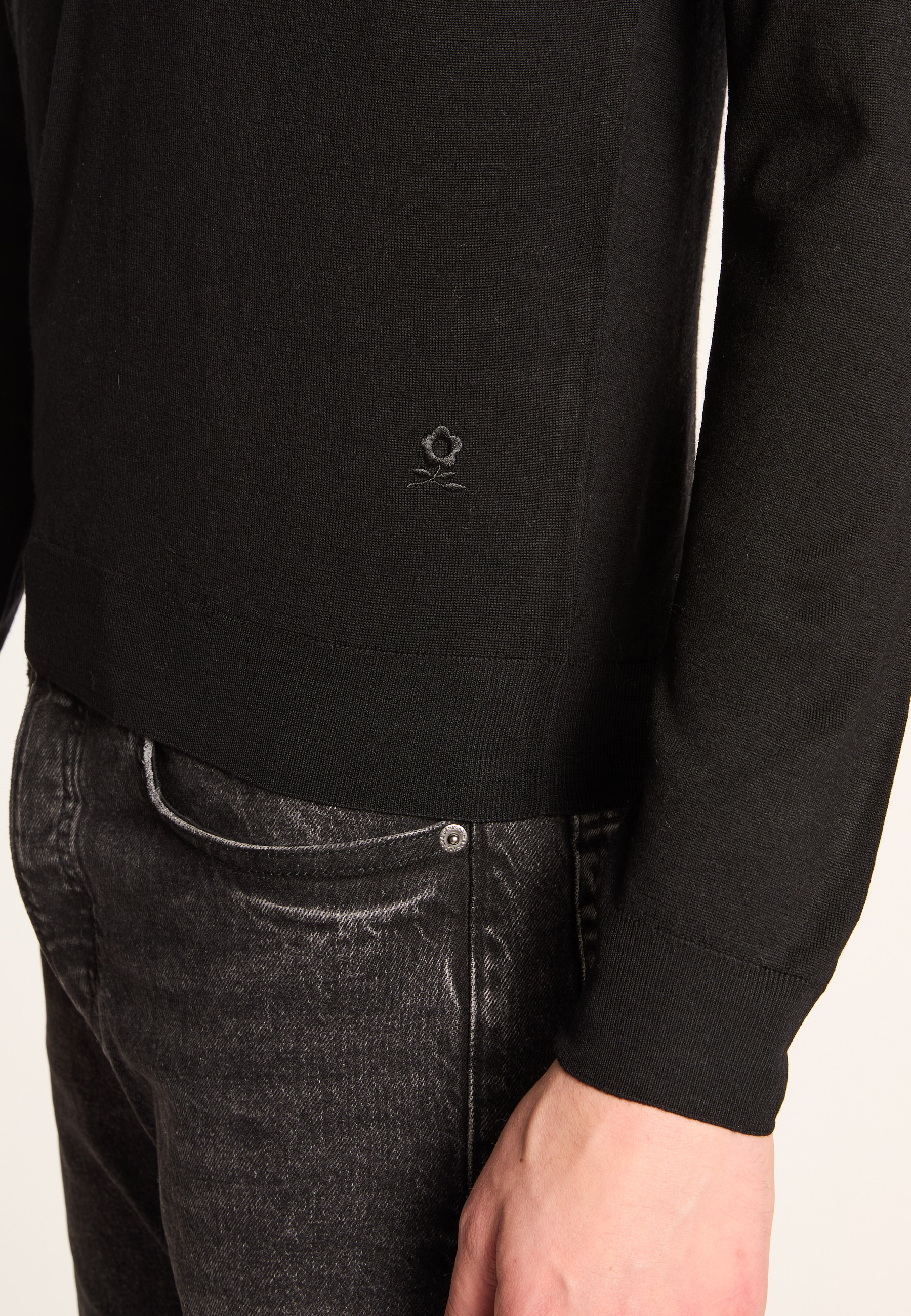 Merino wool roll-neck sweater MAISON MONTAGUT Black