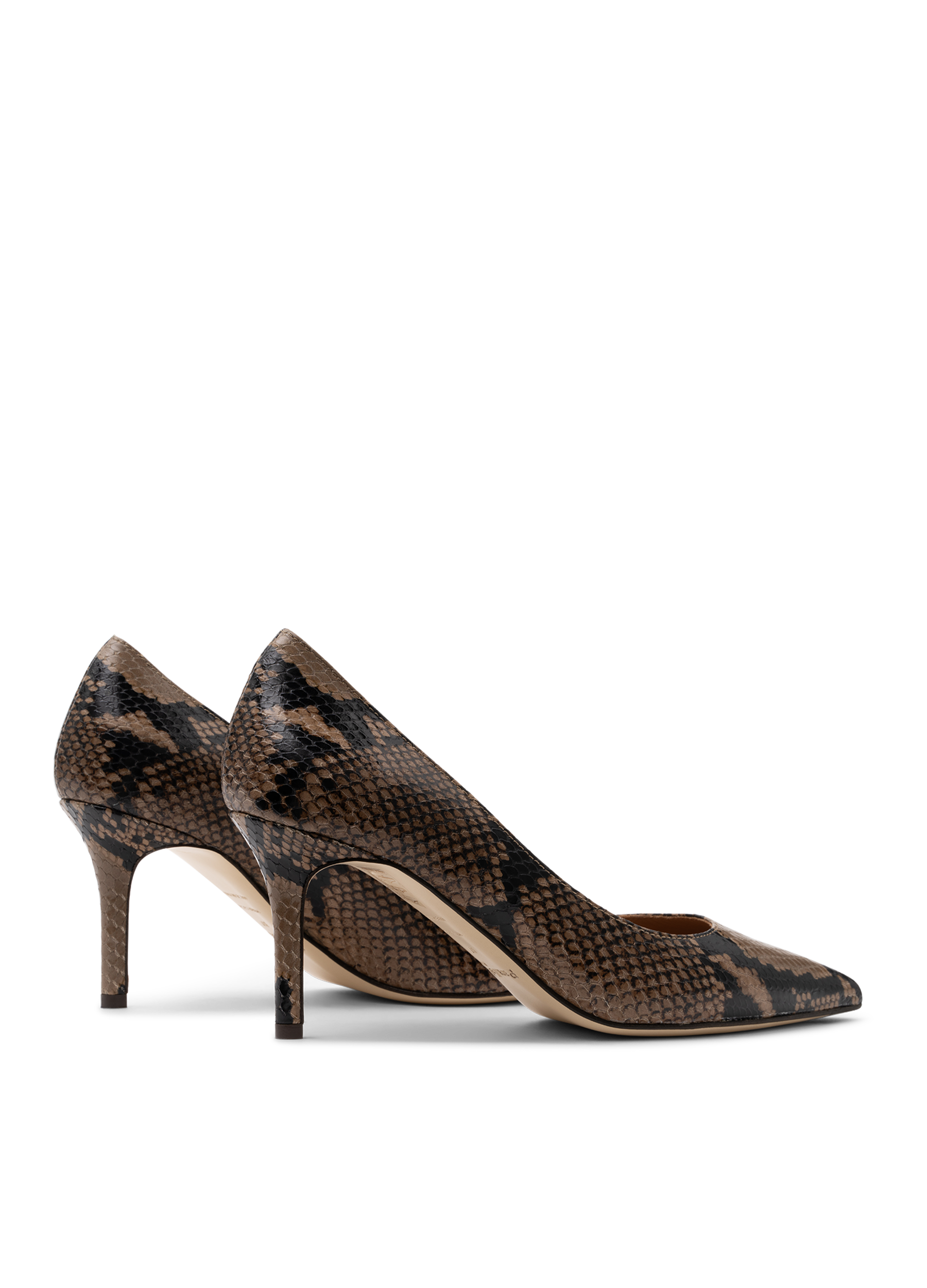 Printed taupe leather pumps PARALLELE PARIS Grey