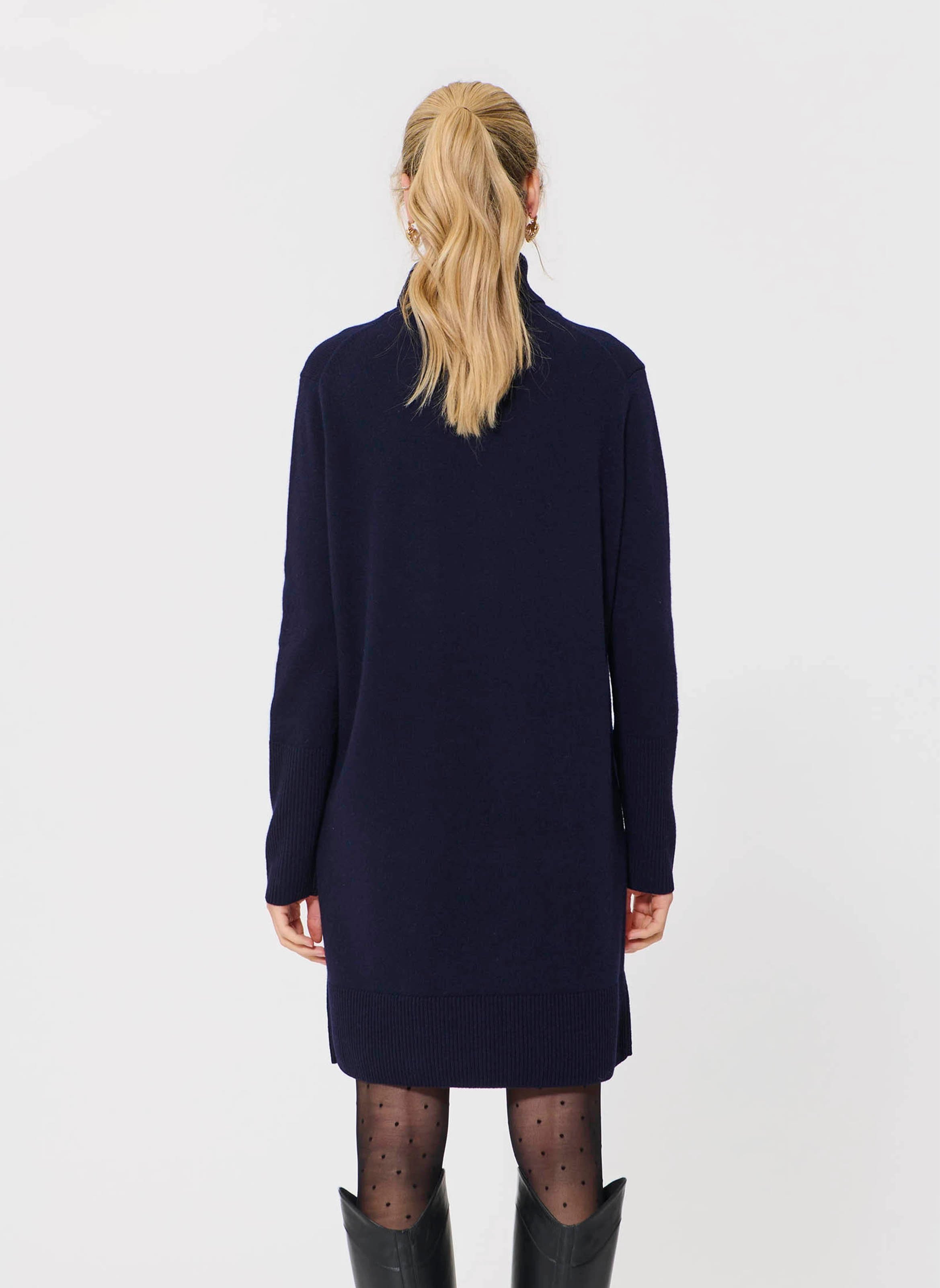 Vestito a maglia oversize con collo alto in misto lana TARA JARMON Blu