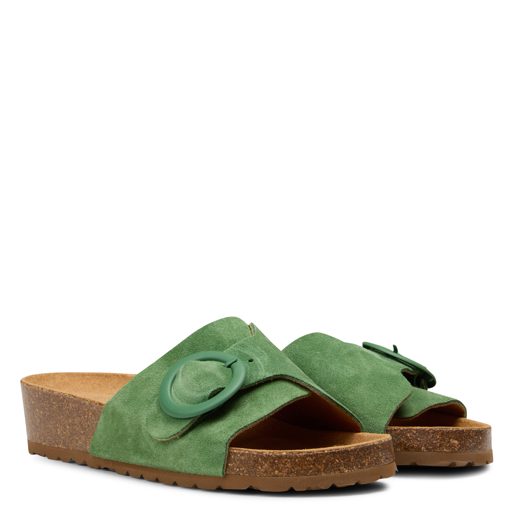 Platte, leren sandalen met gesp NICE THINGS Groen